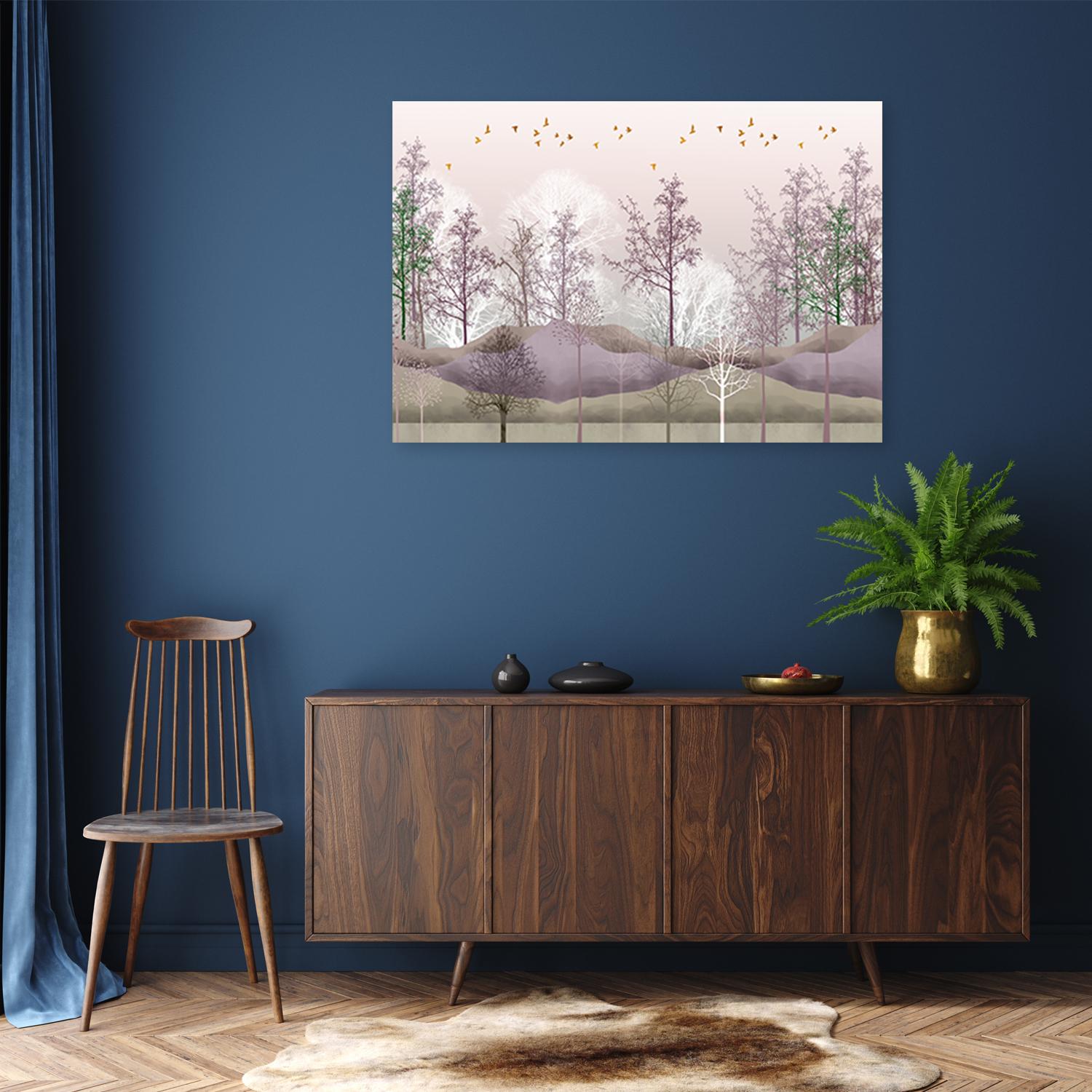 Canvasbillede, Fugle over skoven
