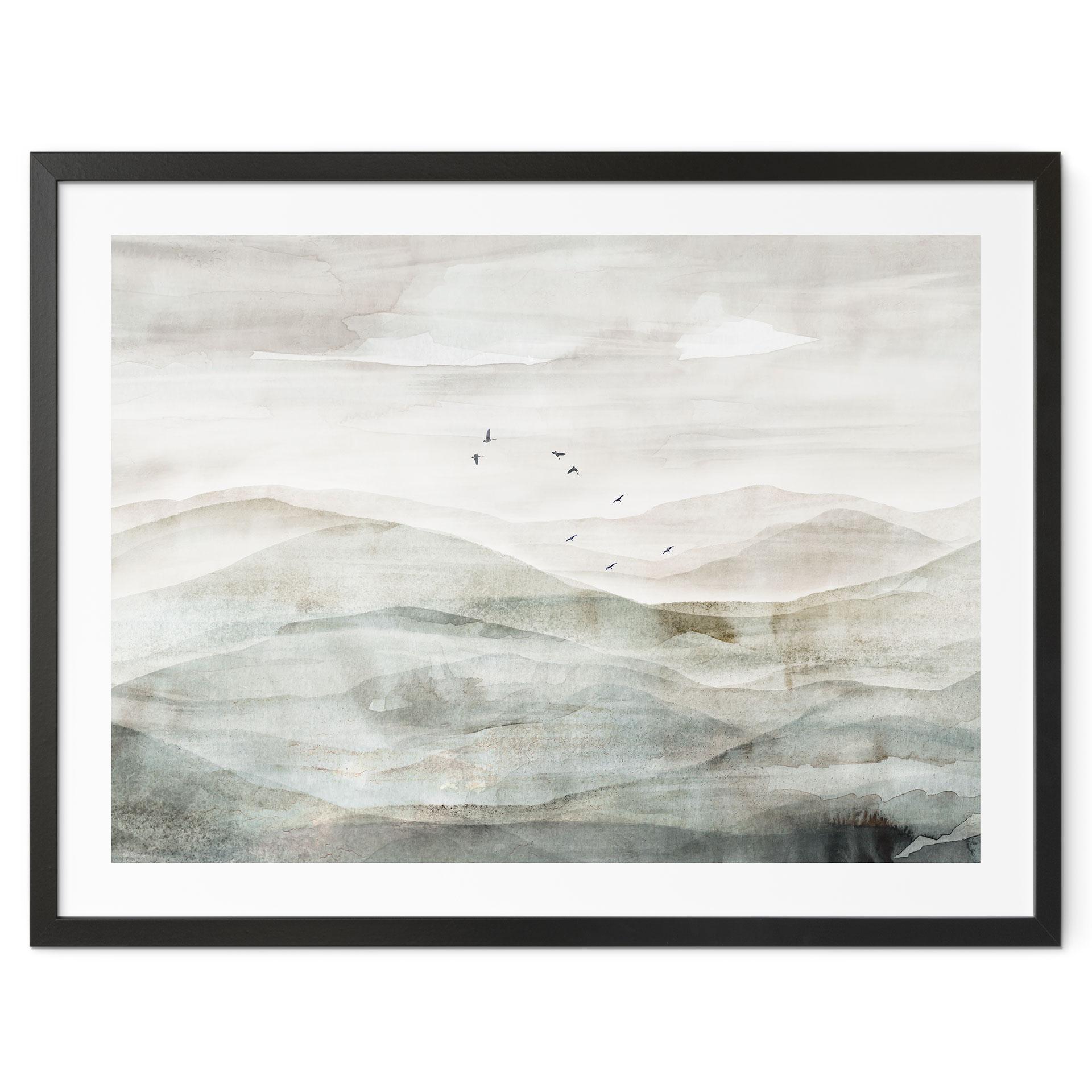 Poster Neblige Berglandschaft Aquarell - Ms Tiff