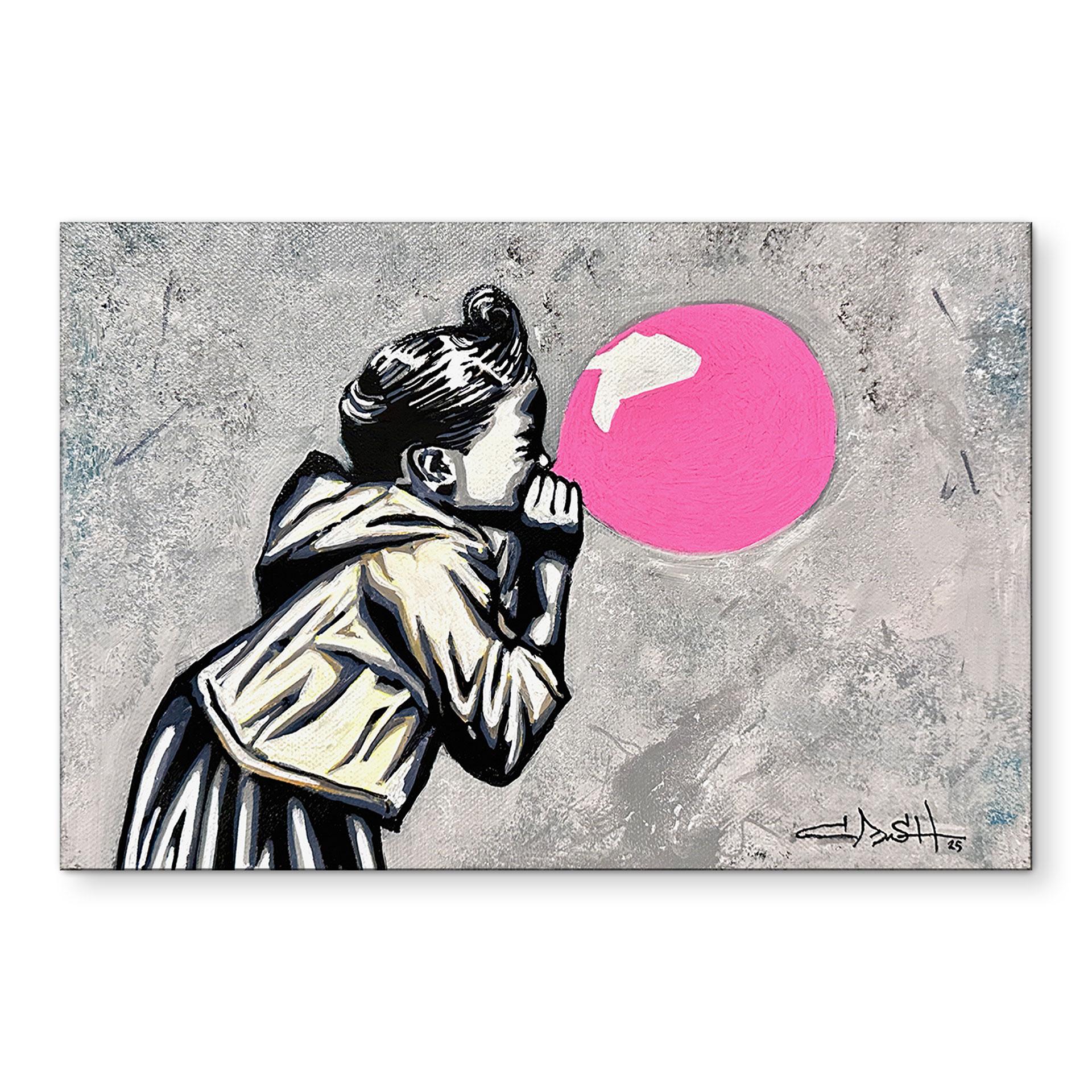 Wandbild Pink Bubblegum Streetart - Habib - Alu-Dibond