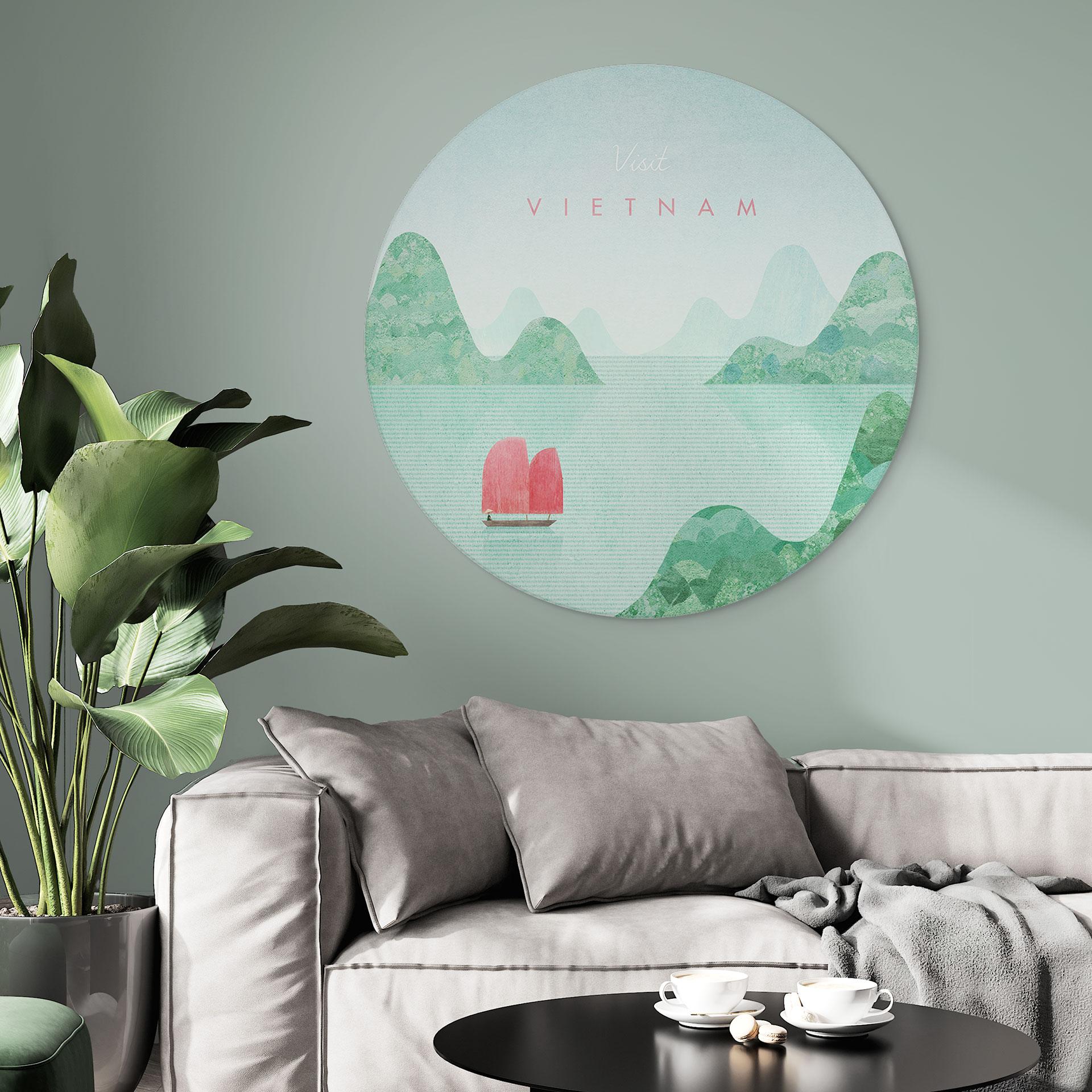 Billede Halong Bay på Vietnam-rejser - Rivers - rund – print på aluminium (Alu-Dibond)