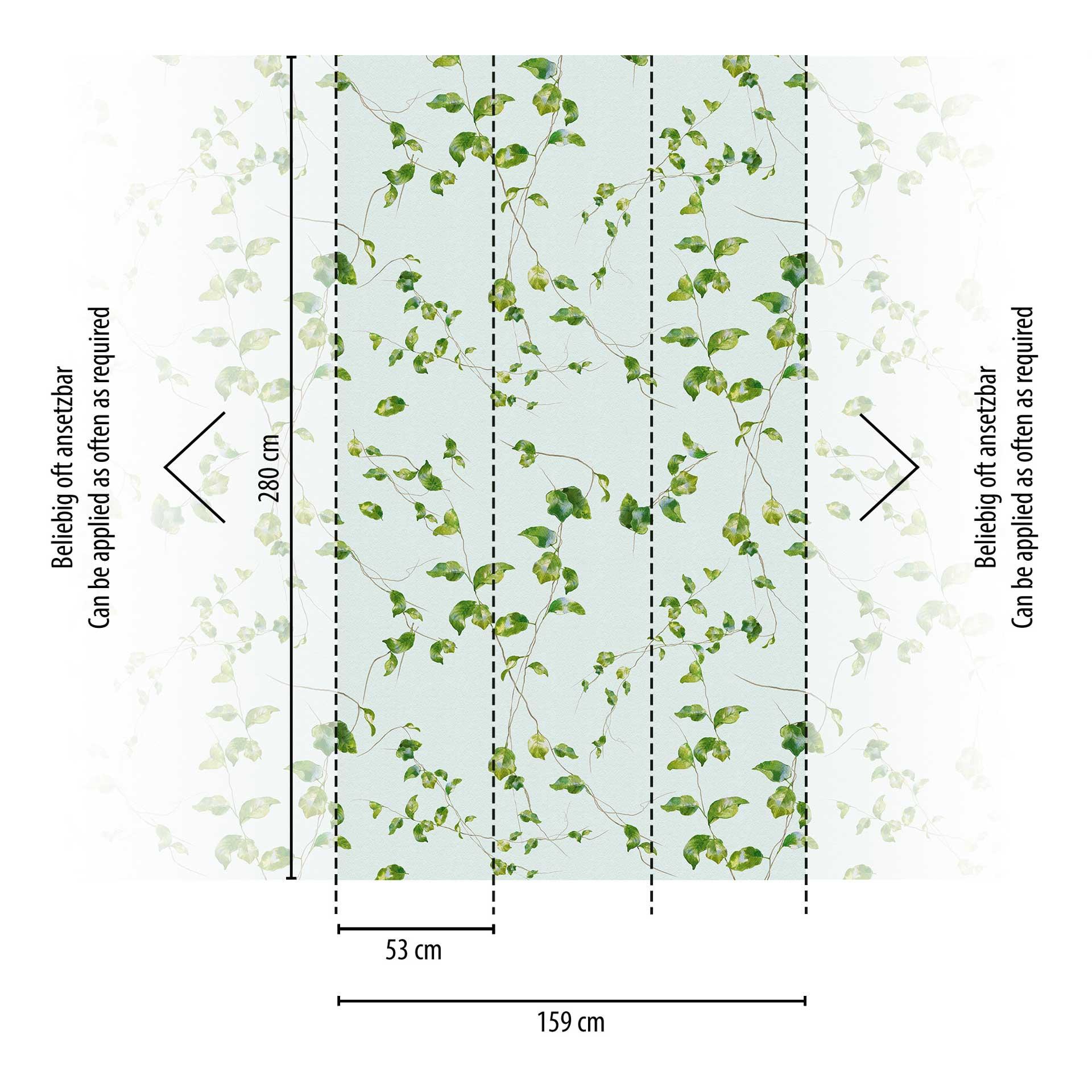 Planten behang ivy lichtgroen - vliesbehang met bladmotief voor woonkamer & slaapkamer