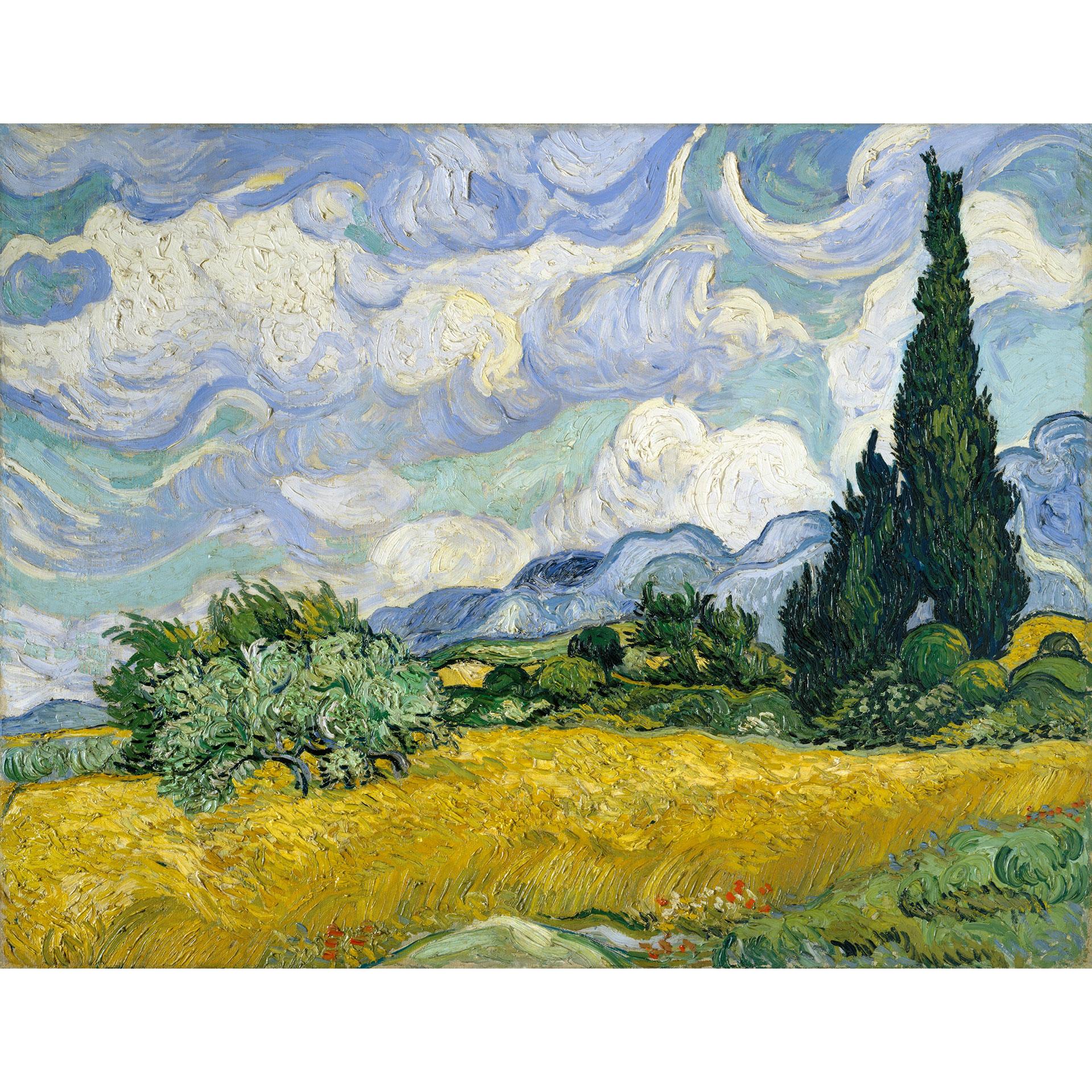 Fotobehang van Gogh - Korenveld met cipressen