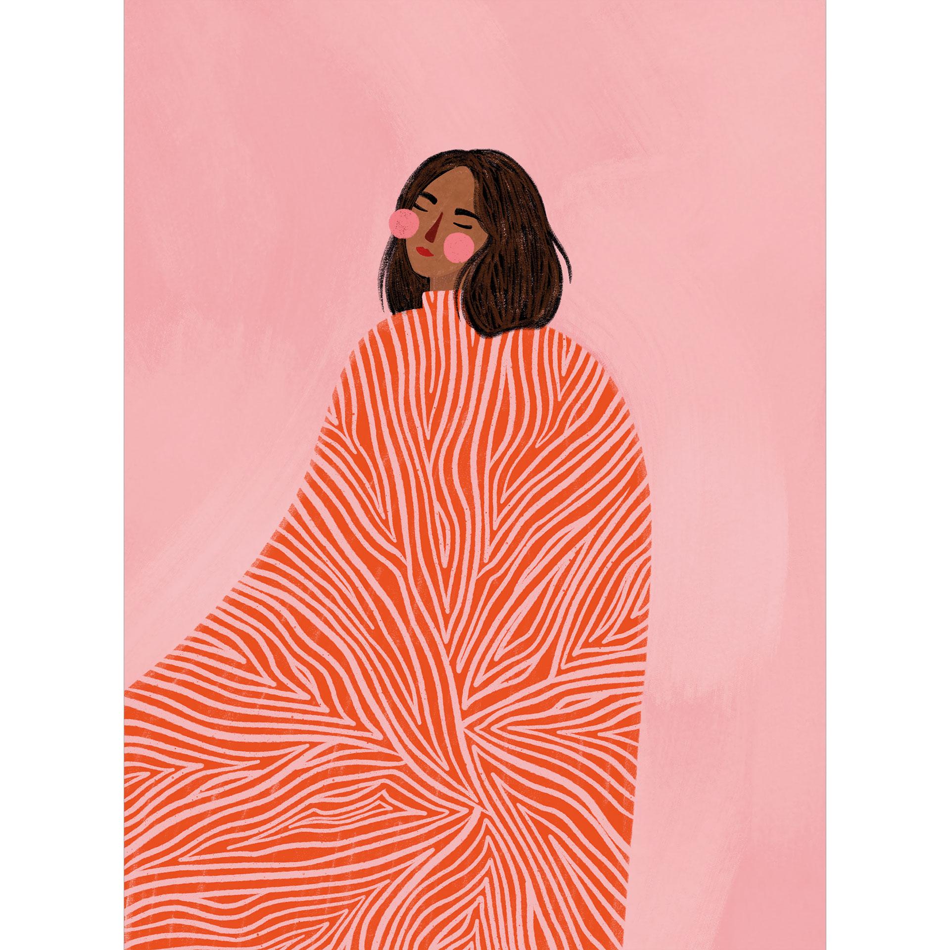 Fotobehang vrouw met oranje deken - Müller
