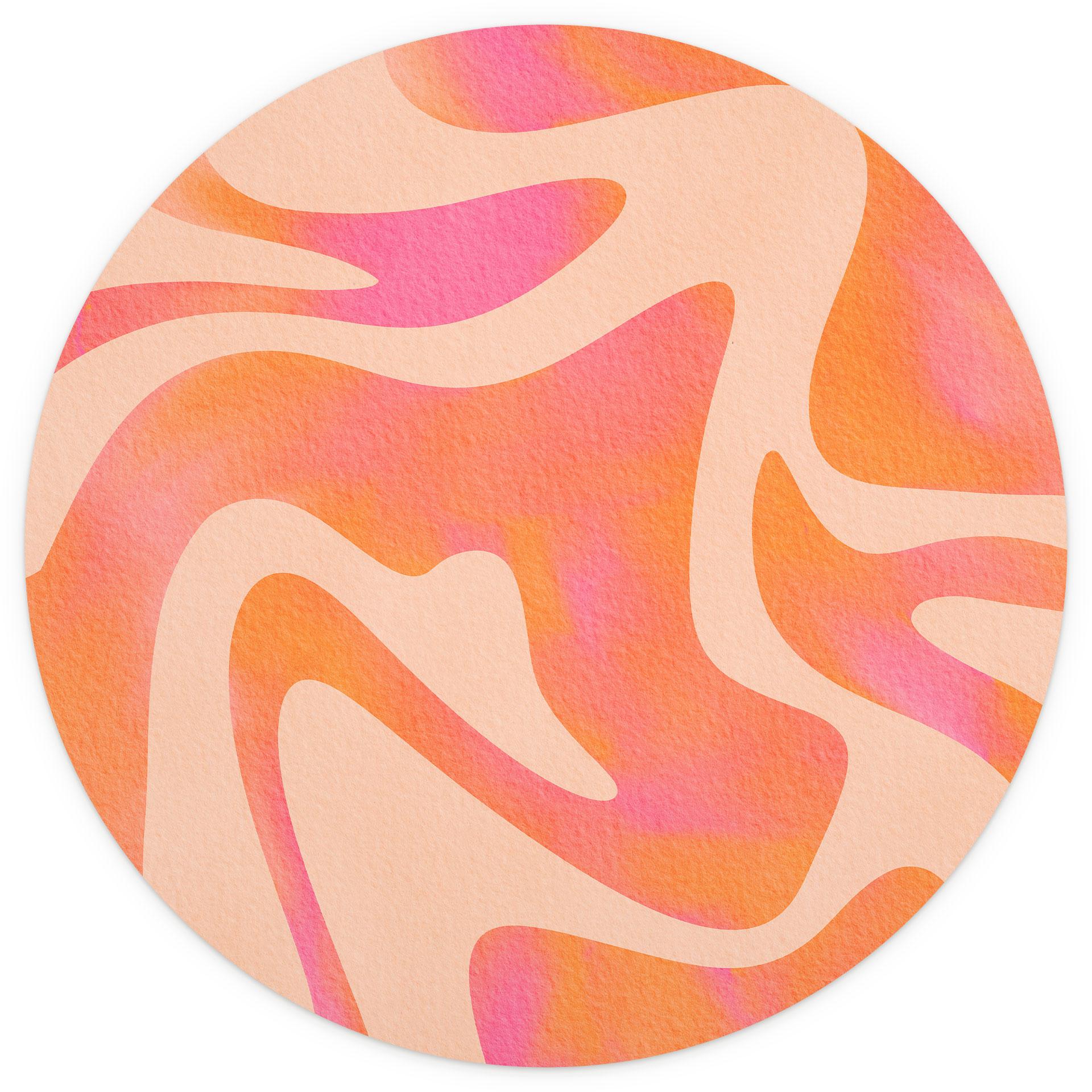 Behangcirkel Abstracte golven in perzikkleur - Bloom - vliesbehang/zelfklevend vliesbehang