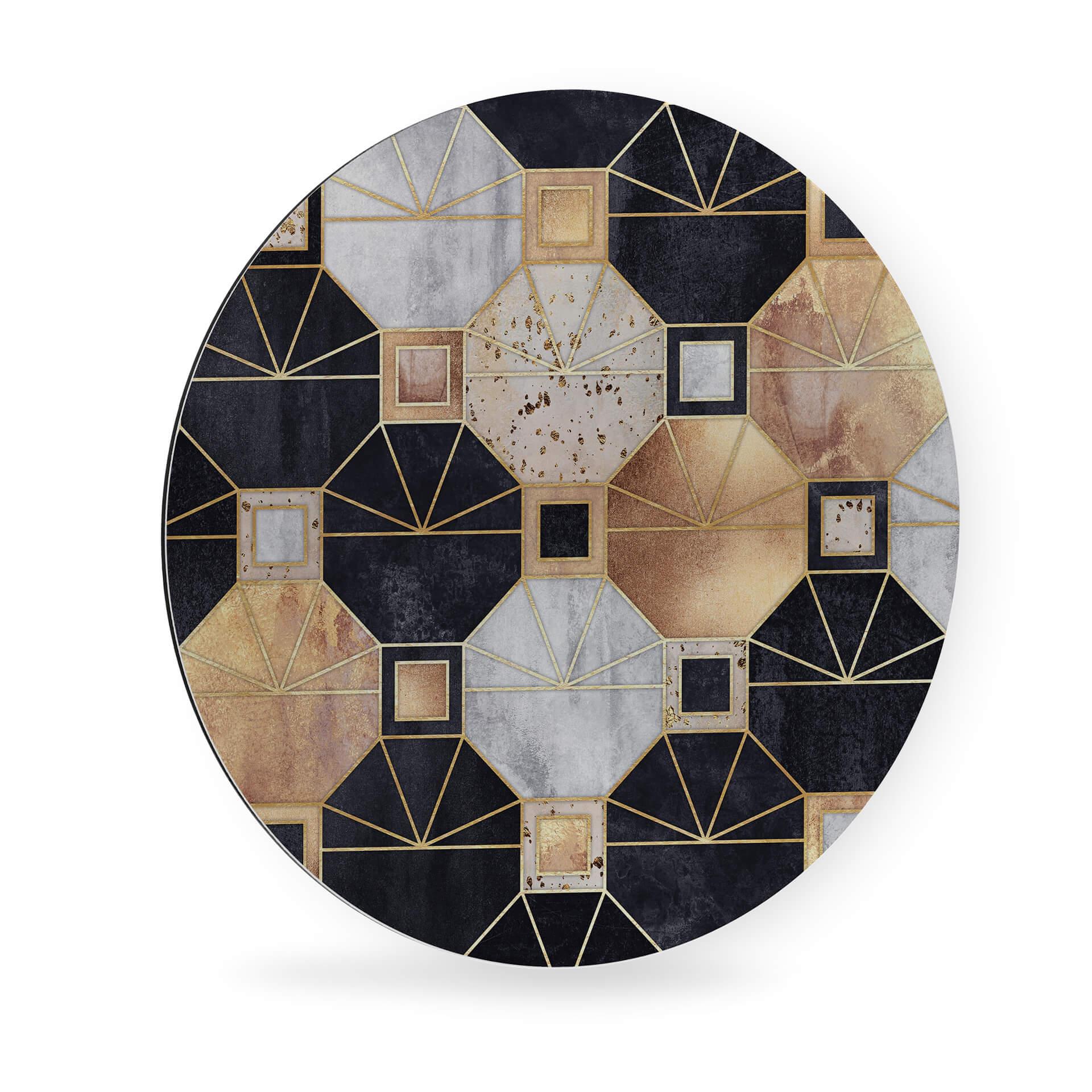 Wandcirkel Alu-Dibond Fredriksson - Gold & Black
