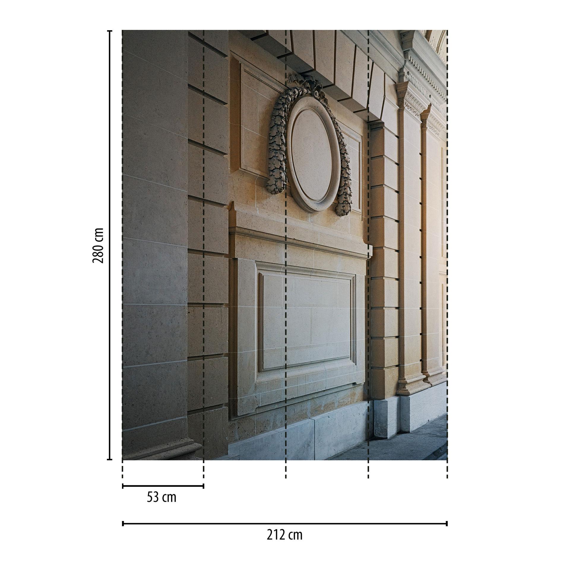 Klassiek zandbeige gevelbehang - realistisch architectuurmotief - Vliesbehang