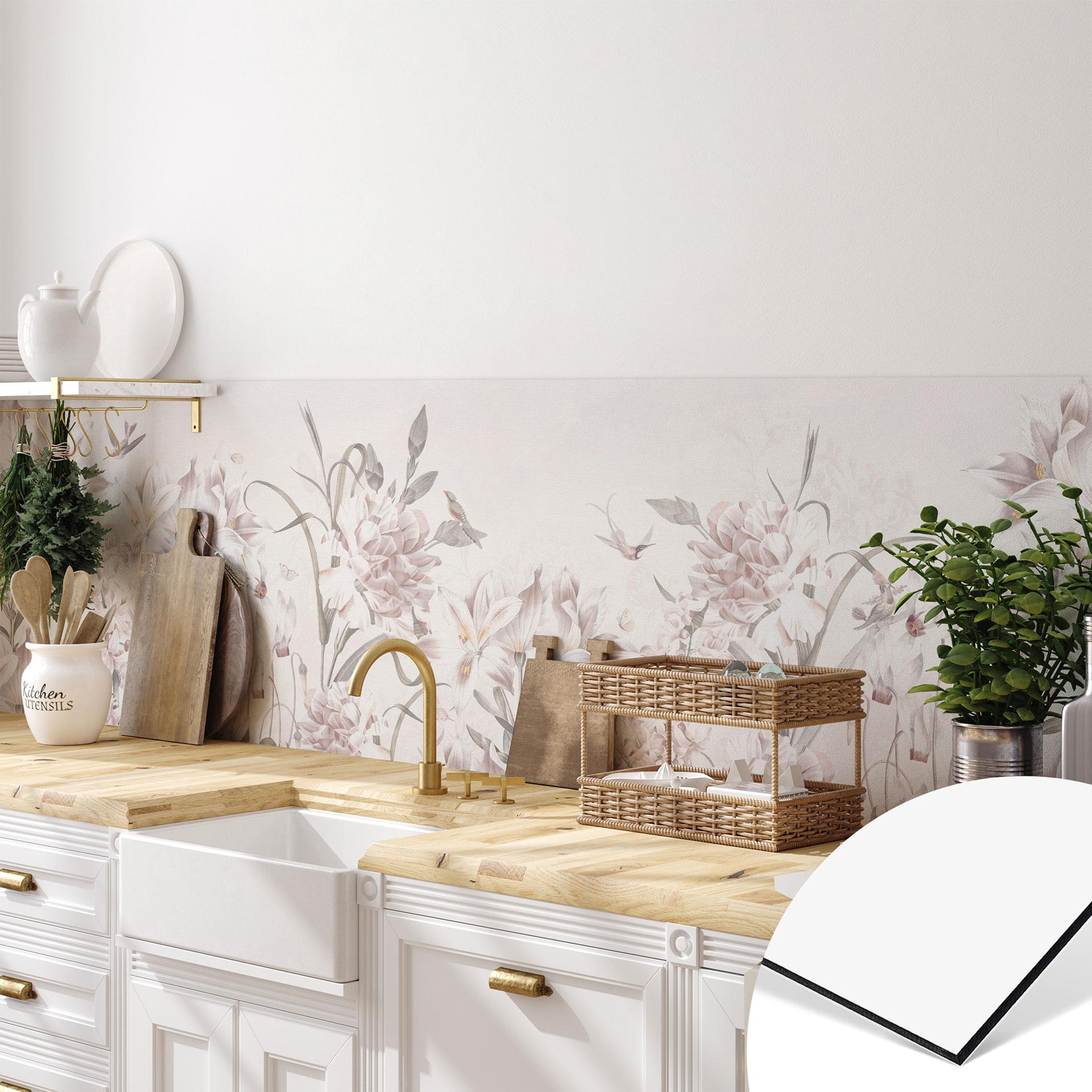 Stænkplade til køkken Floral meadow i lyserød - Bloomery Decor