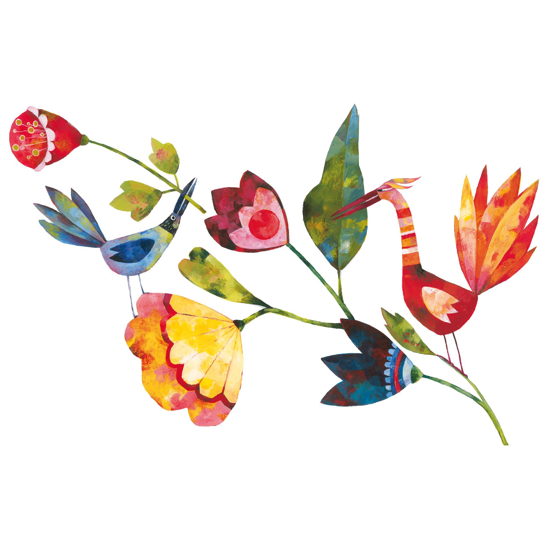 Muursticker Blanz – Bloemen en Vogels