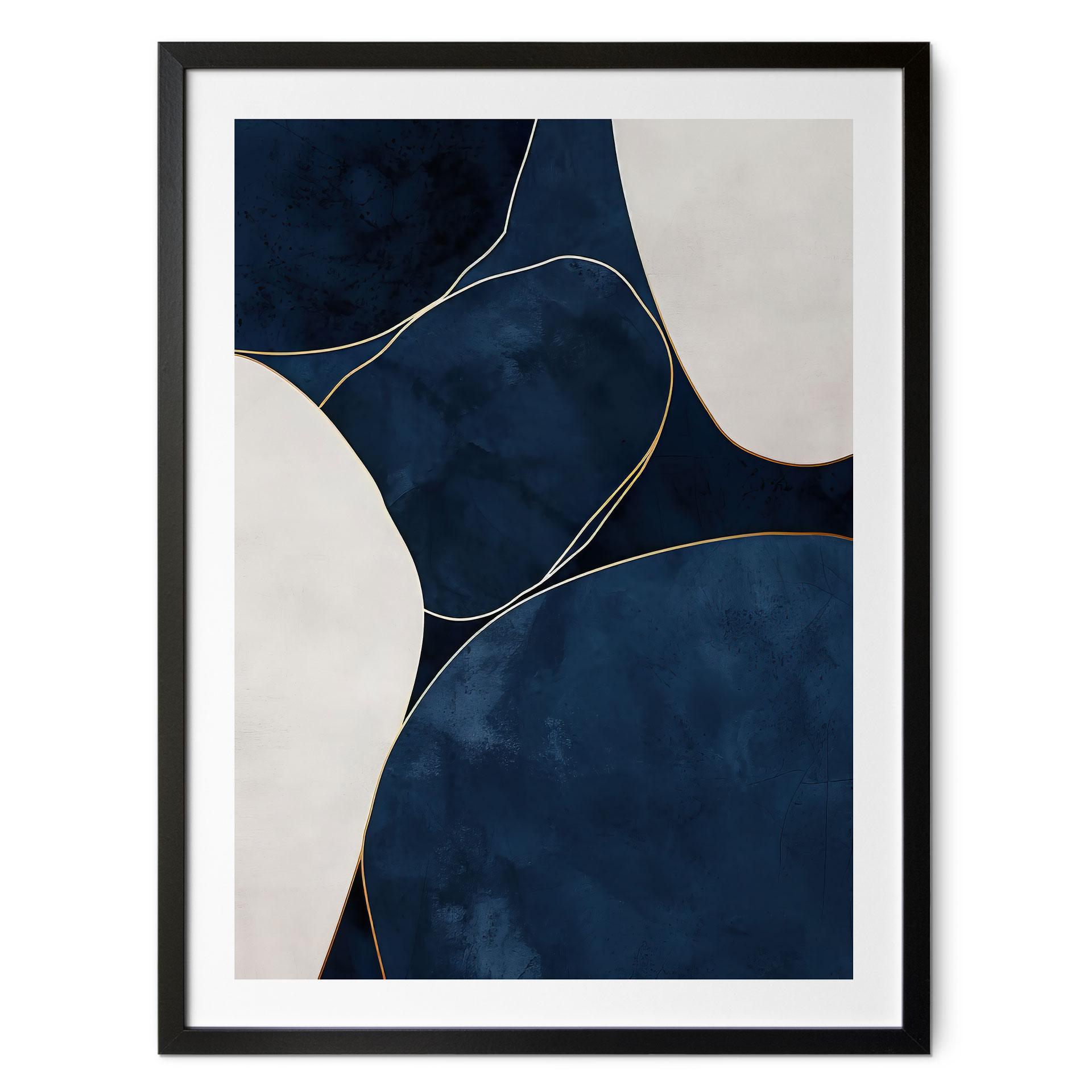 Plakat Geometrisk balance i blå og hvid - Paksoylu