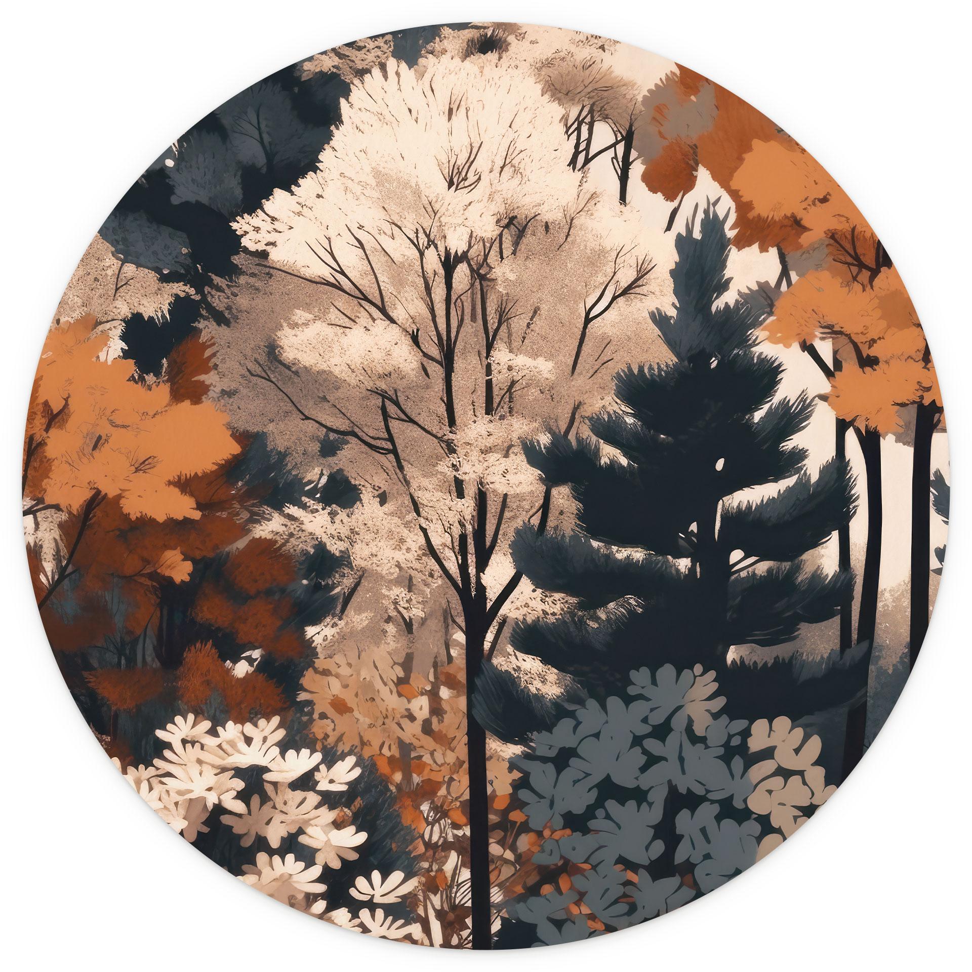 Behangcirkel Kleurrijk herfstbos - Jaszke - vliesbehang/zelfklevend vliesbehang