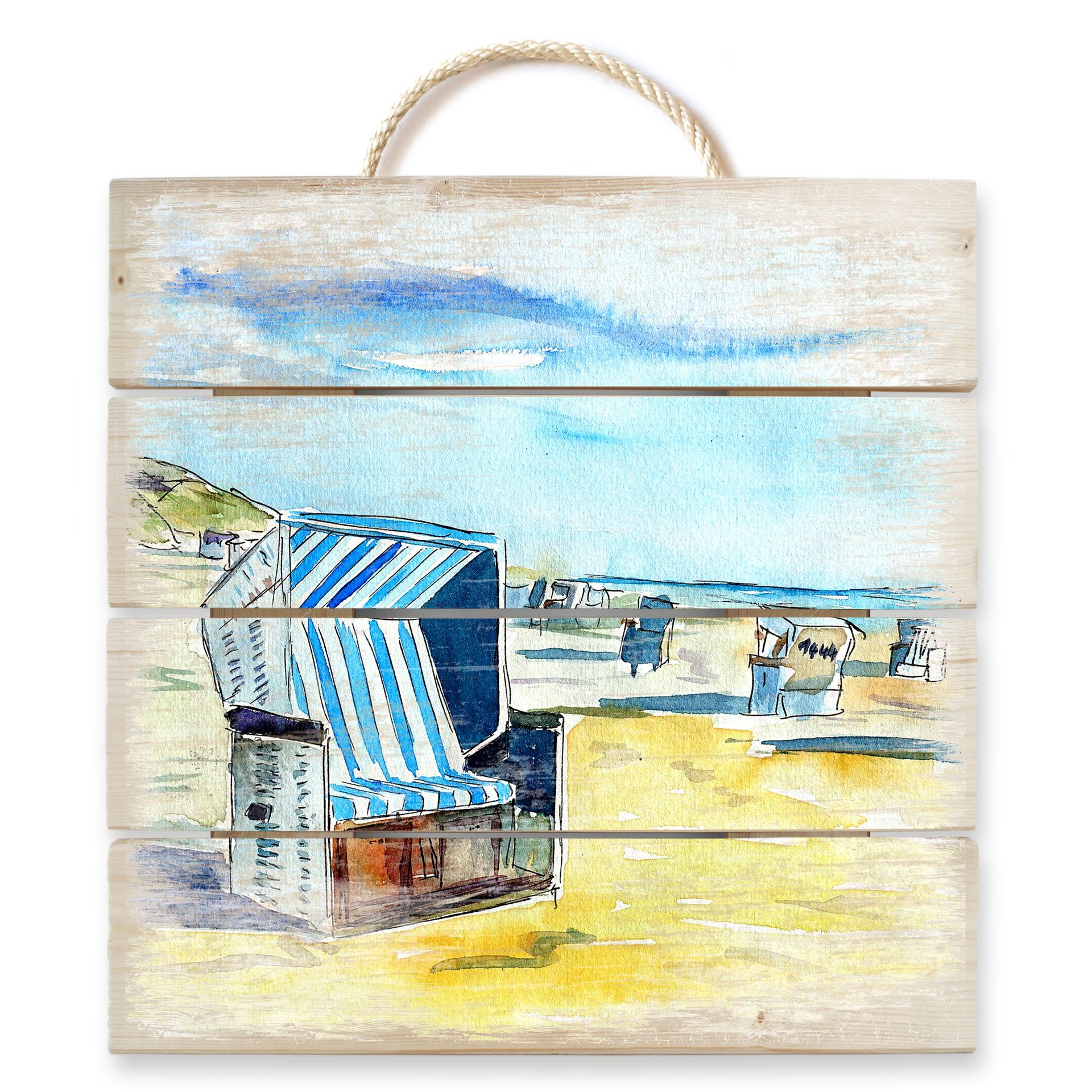 Cuadro de madera Bleichner - Playa de Sylt - 40x41,5 cm