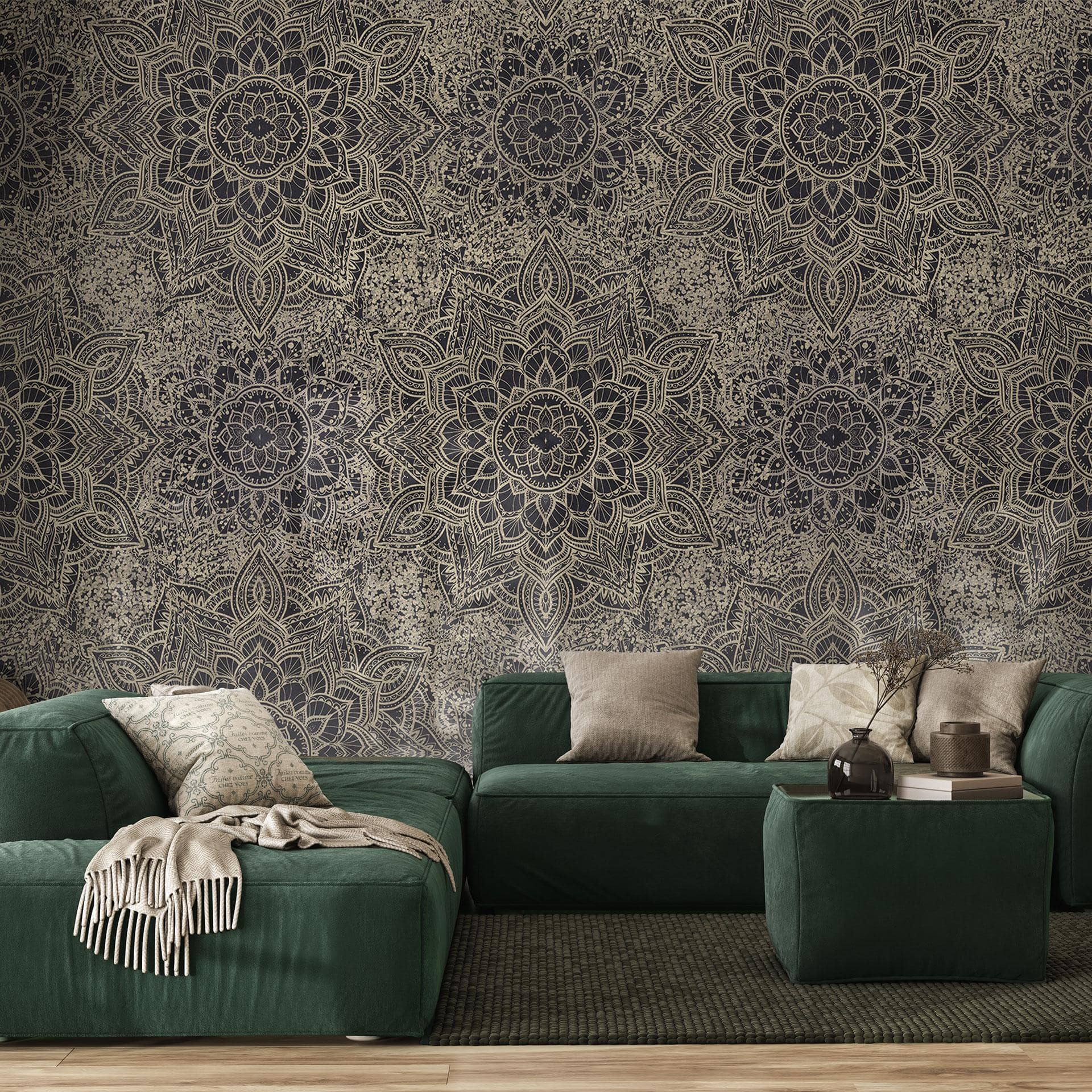 Mandala Boho Antik Guld Fototapet - Bloomery Decor