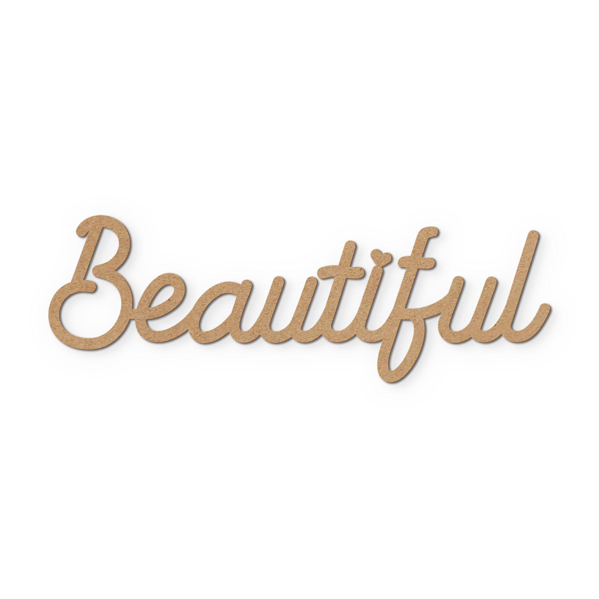3D belettering Mooi - wanddecoratie van natuurlijk MDF
