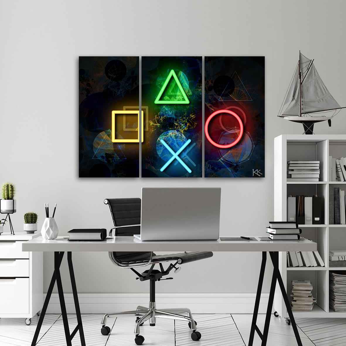 Canvas print 3 dele, knapper til controlleren