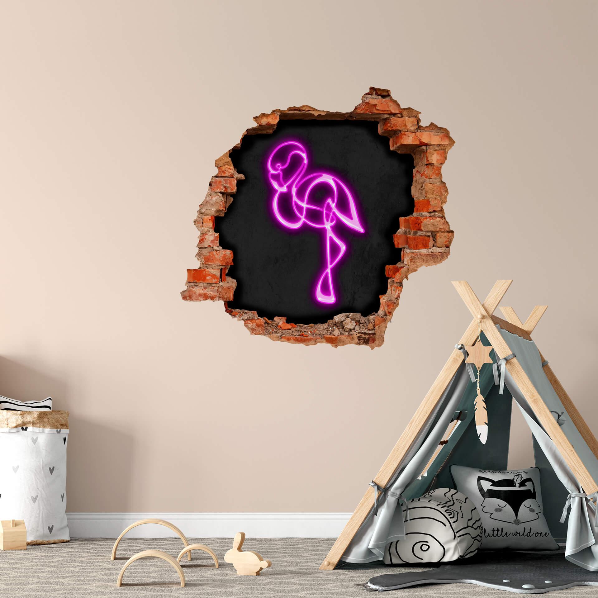 3D Wandtattoo Flamingo - Neonlicht