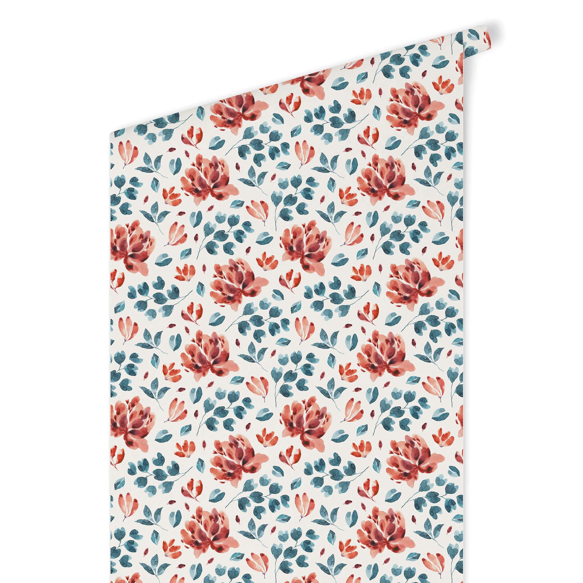 Patroonbehang – Aquarel Bloemen 03 – rood
