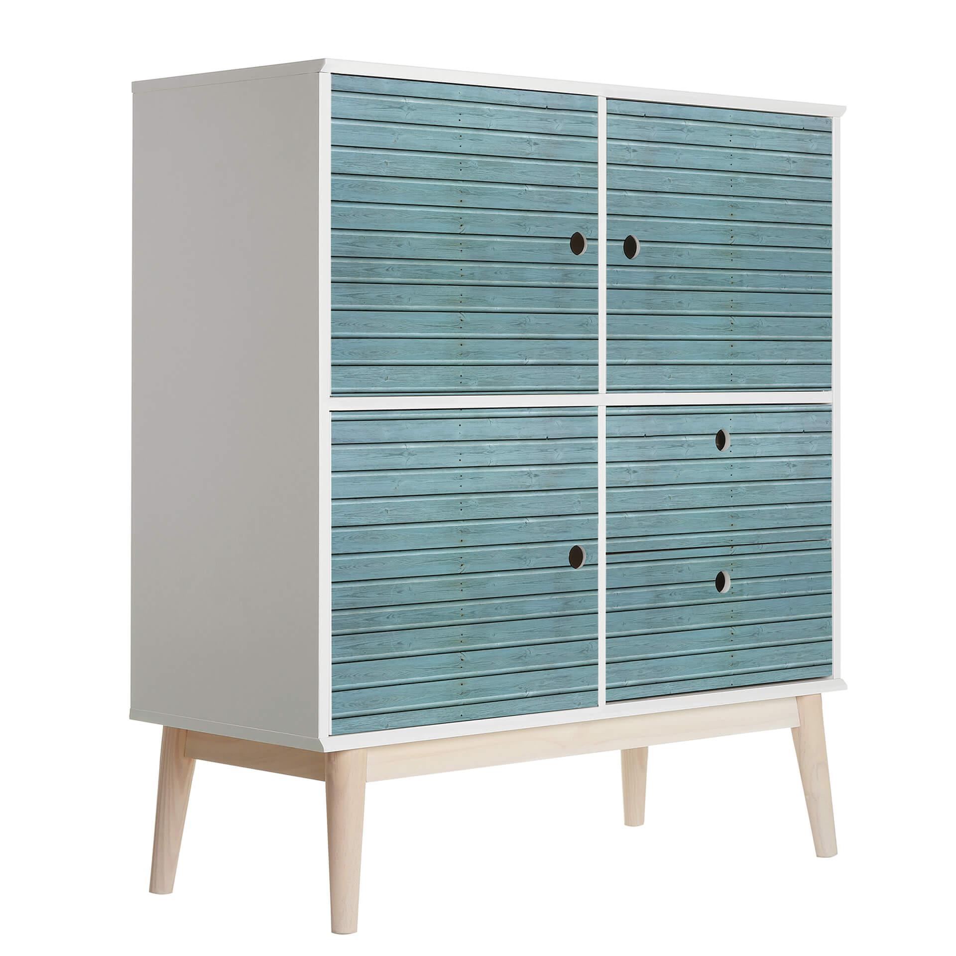 Vinilo adhesivo muebles madera teñida azul