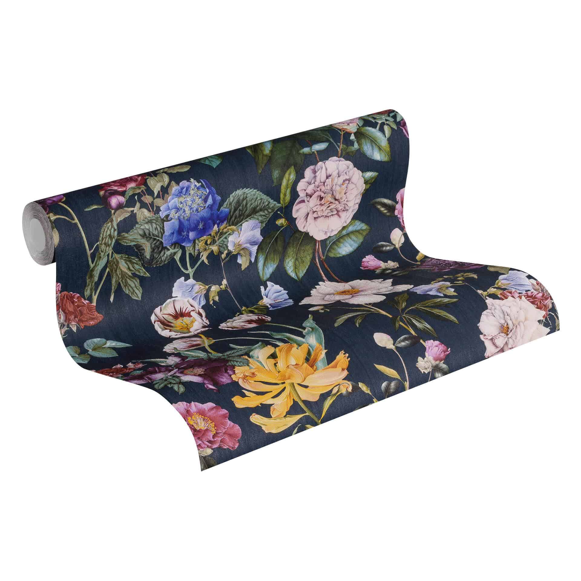 Livingwalls Vliestapete Jette 5 tropisch floral natürlich blau, grün, rot