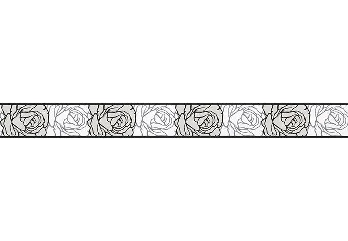 Bordüre mit Rosen in grau, schwarz, weiß, Borte Only Borders von A.S. Création