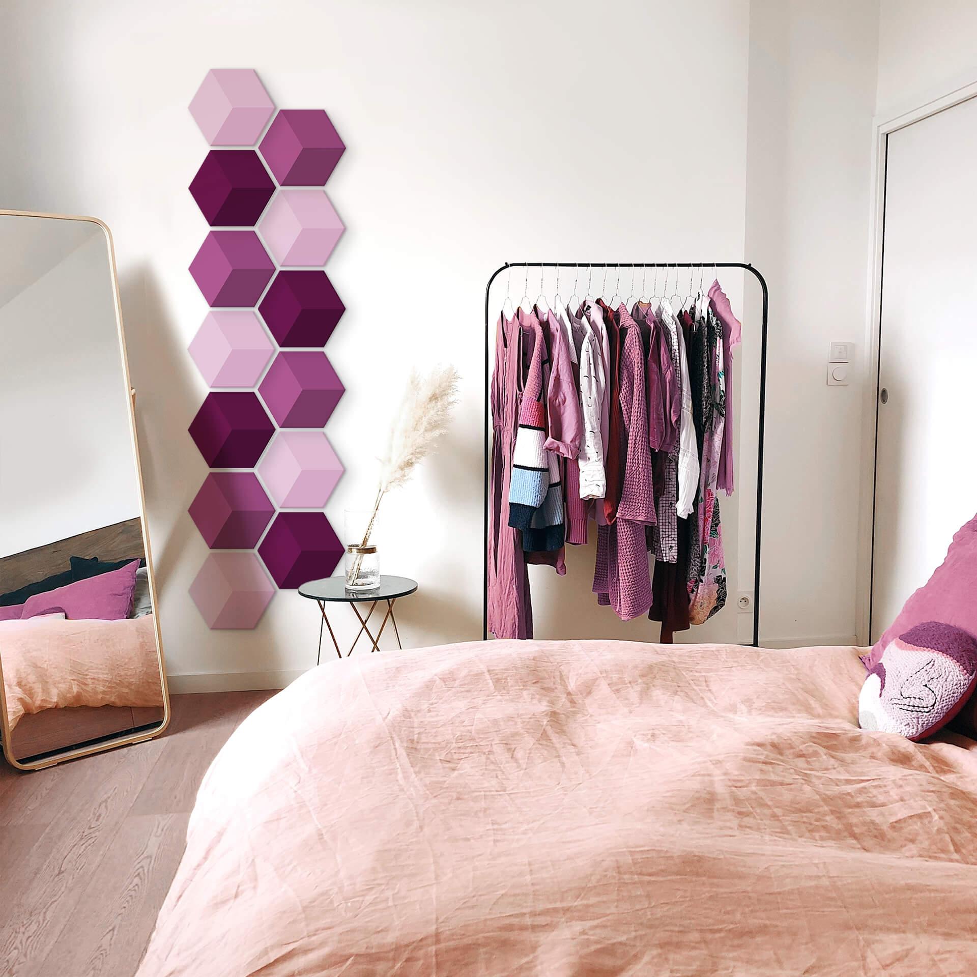 3D Hexagon Alu-Dibond - Lys magenta