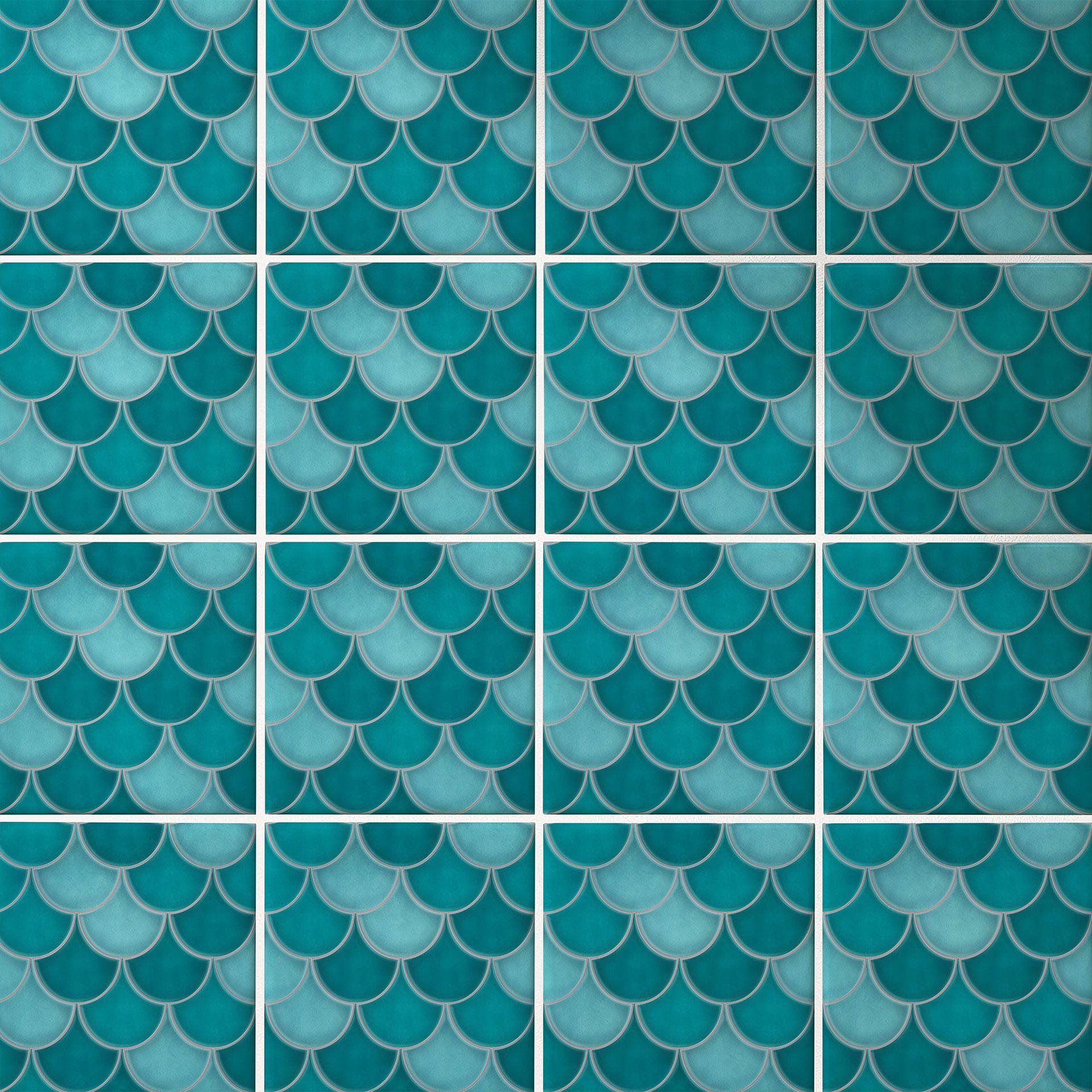 Azulejos Adhesivos escamas de pez - turquesa - lote de 12