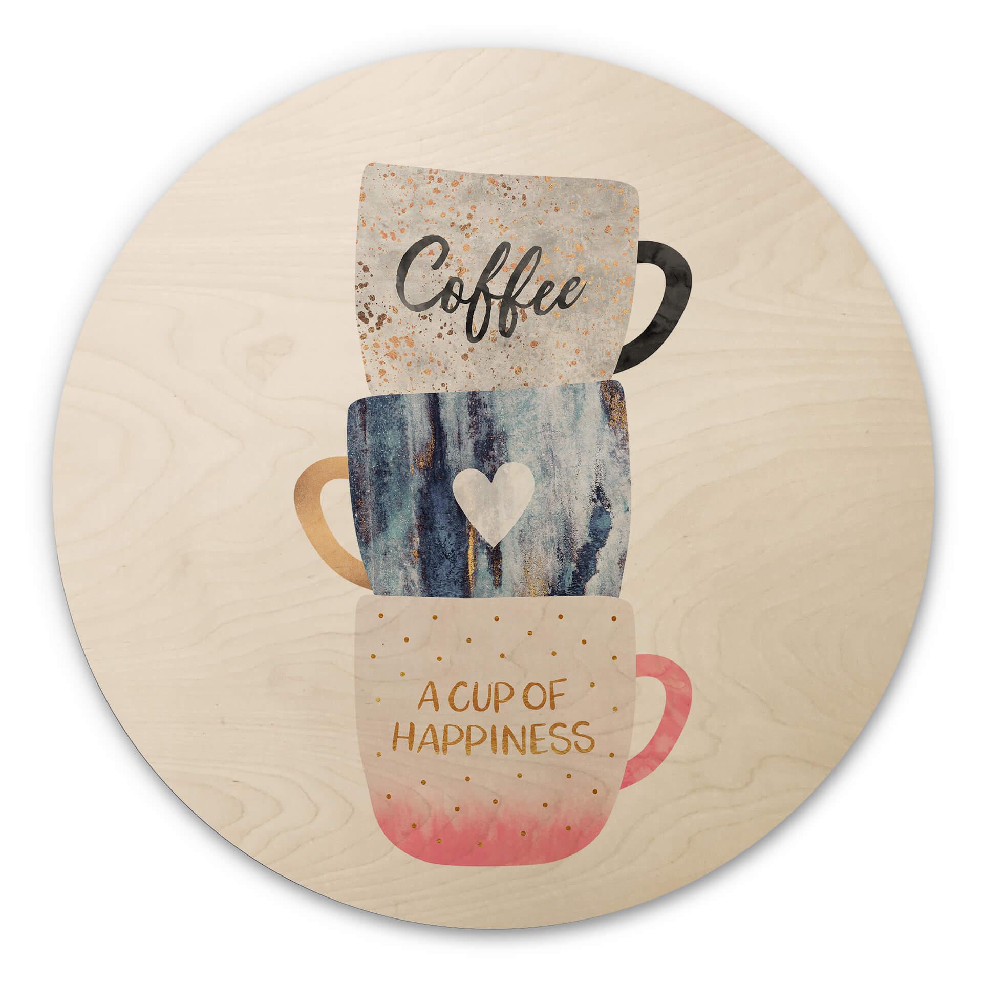 Fredriksson Billede af træ - A Cup of Happiness - Rund