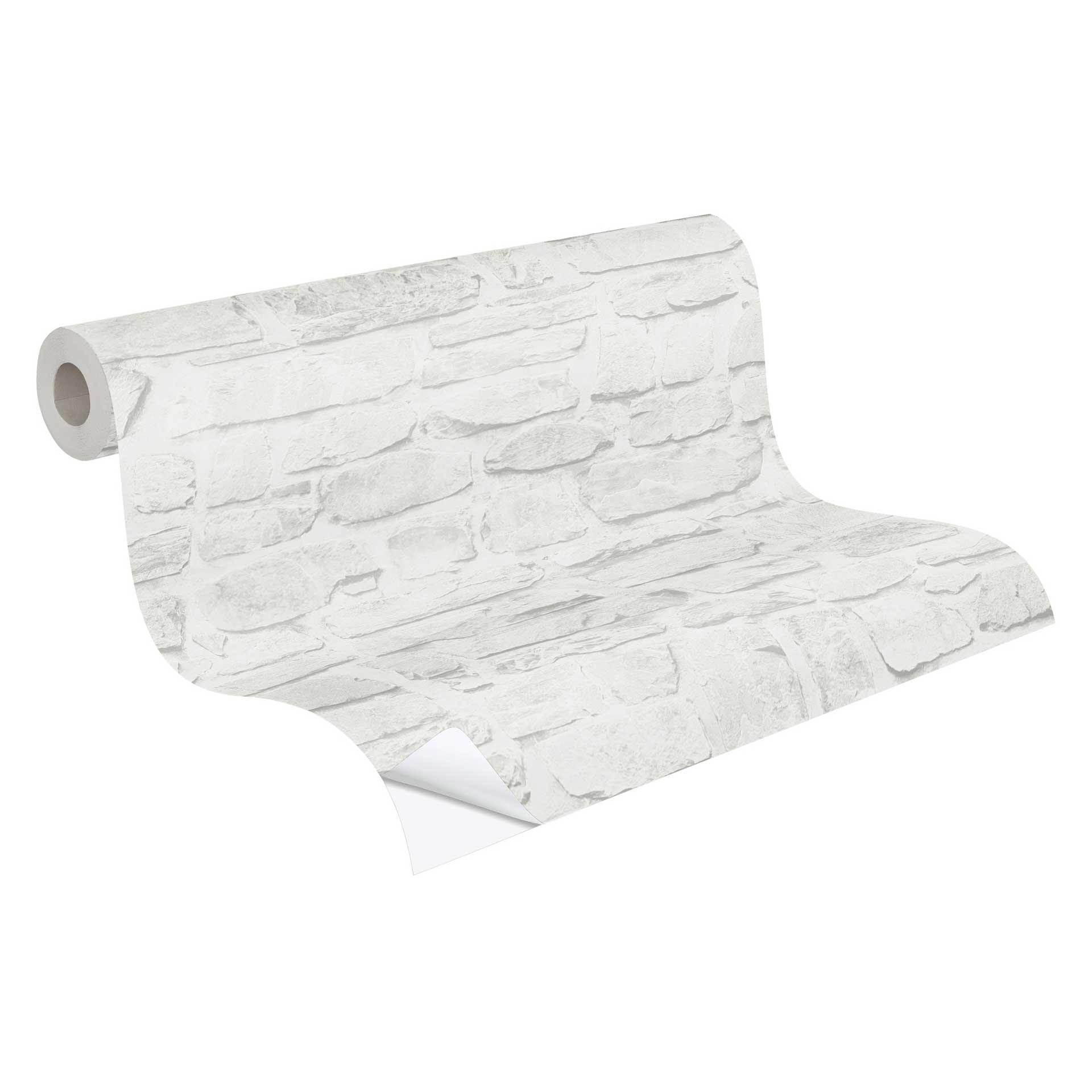 Zelfklevend behang & meubelfolie - steeneffect - modern - lichtgrijs - rol 840x53 cm