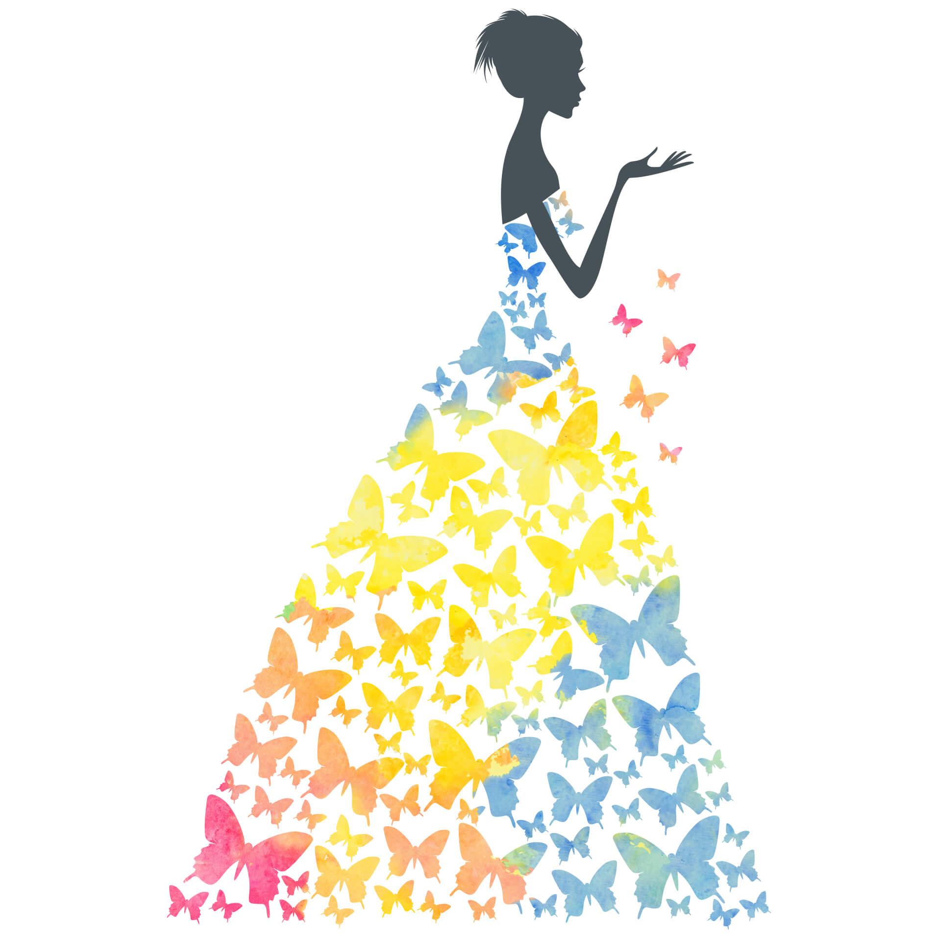Adesivo murale - aquarell lady with butterflies