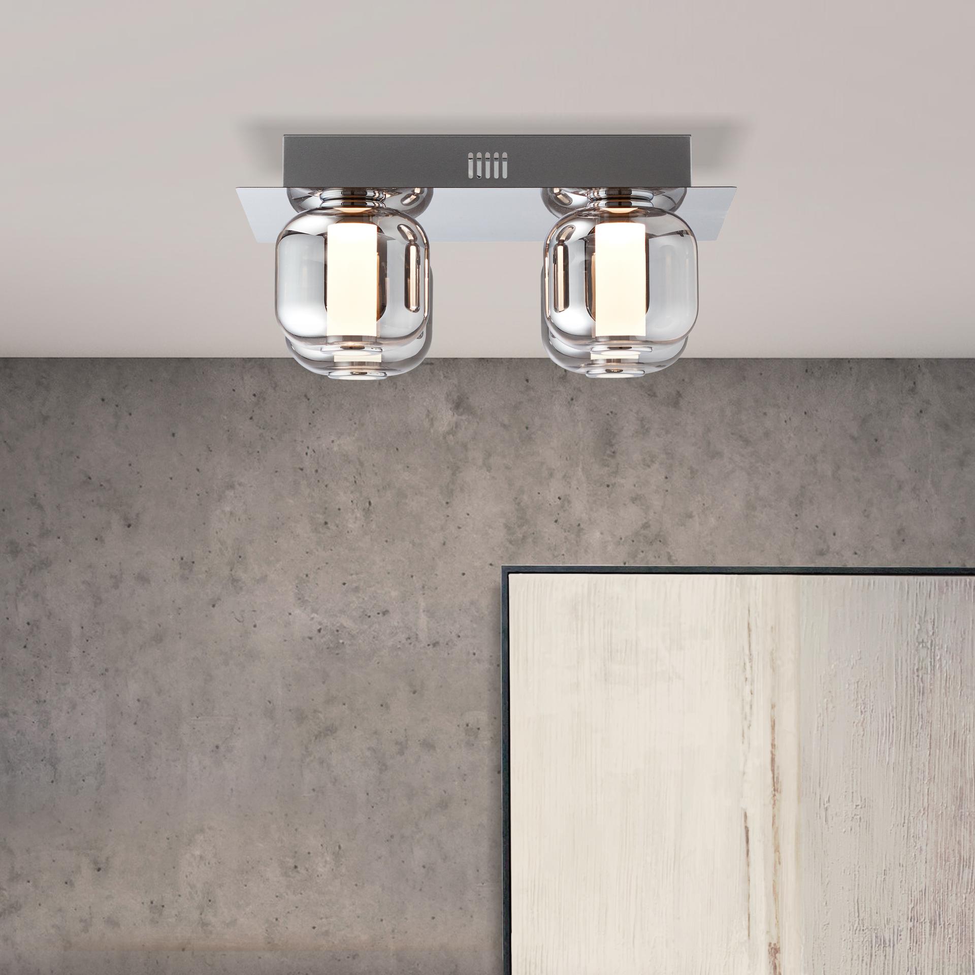 Deckenleuchte Martin, grau, 15 x 35 cm, Glas Innenleuchte