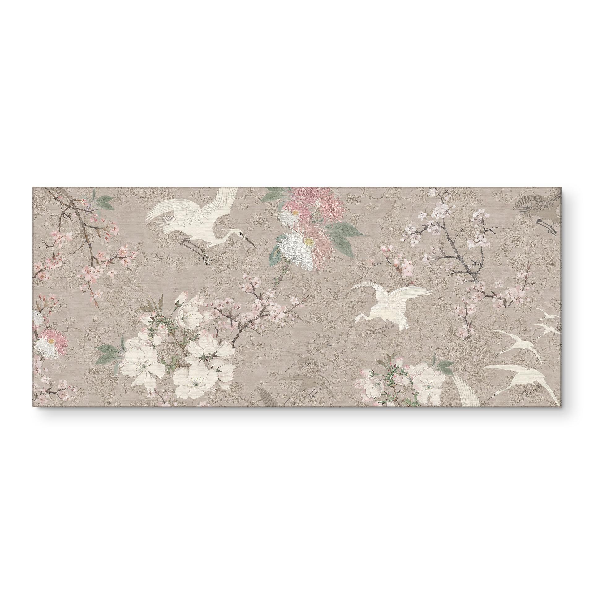 Stænkplade til køkken Kraner i kirsebærblomstervælde Beige - Bloomery Decor