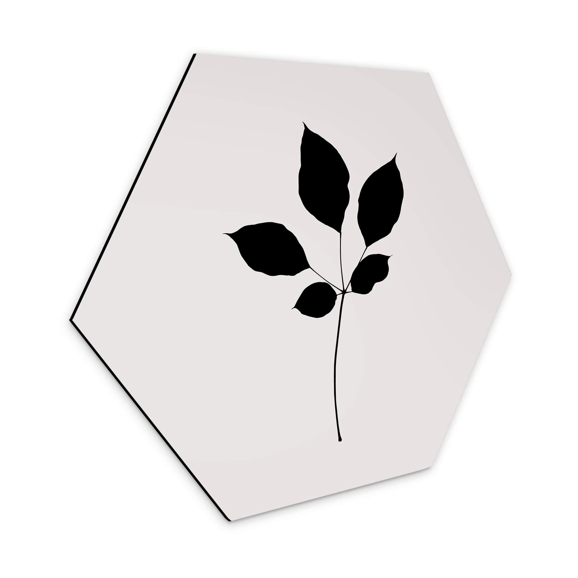 Hexagone - Alu-Dibond Kubistika - Feuille de châtaignier noire