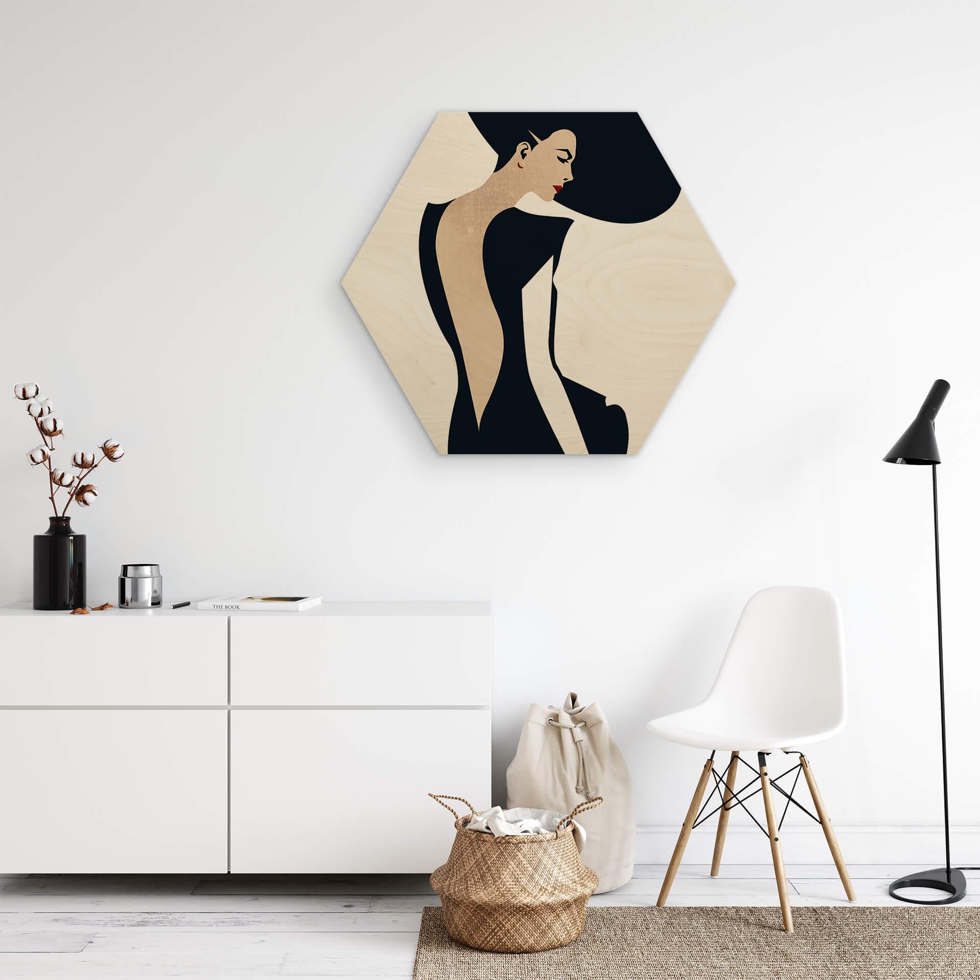 Esagono in legno Kubistika - Vestita in nero