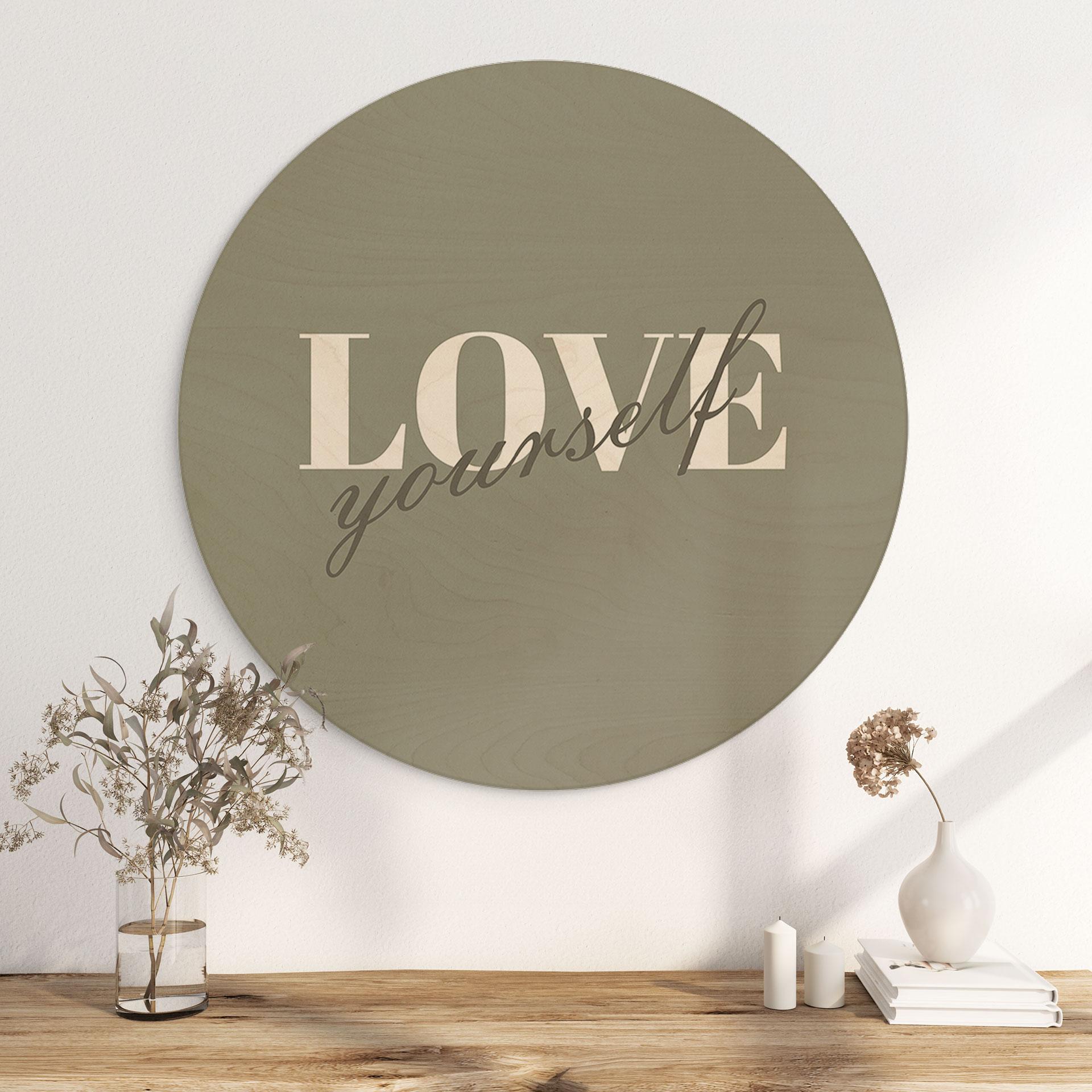 Væg cirkel træ Love yourself