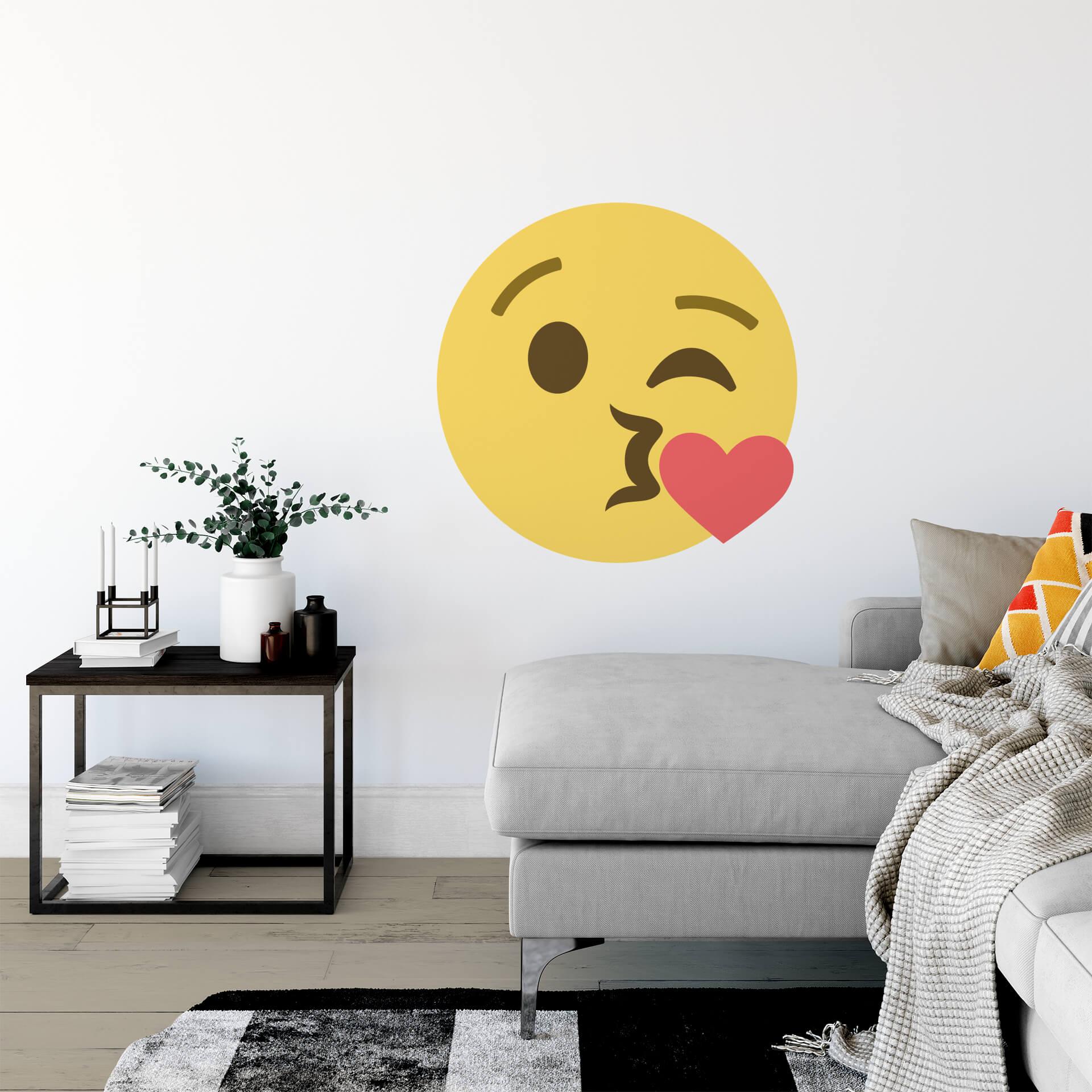Muursticker Emoji Throwing a kiss
