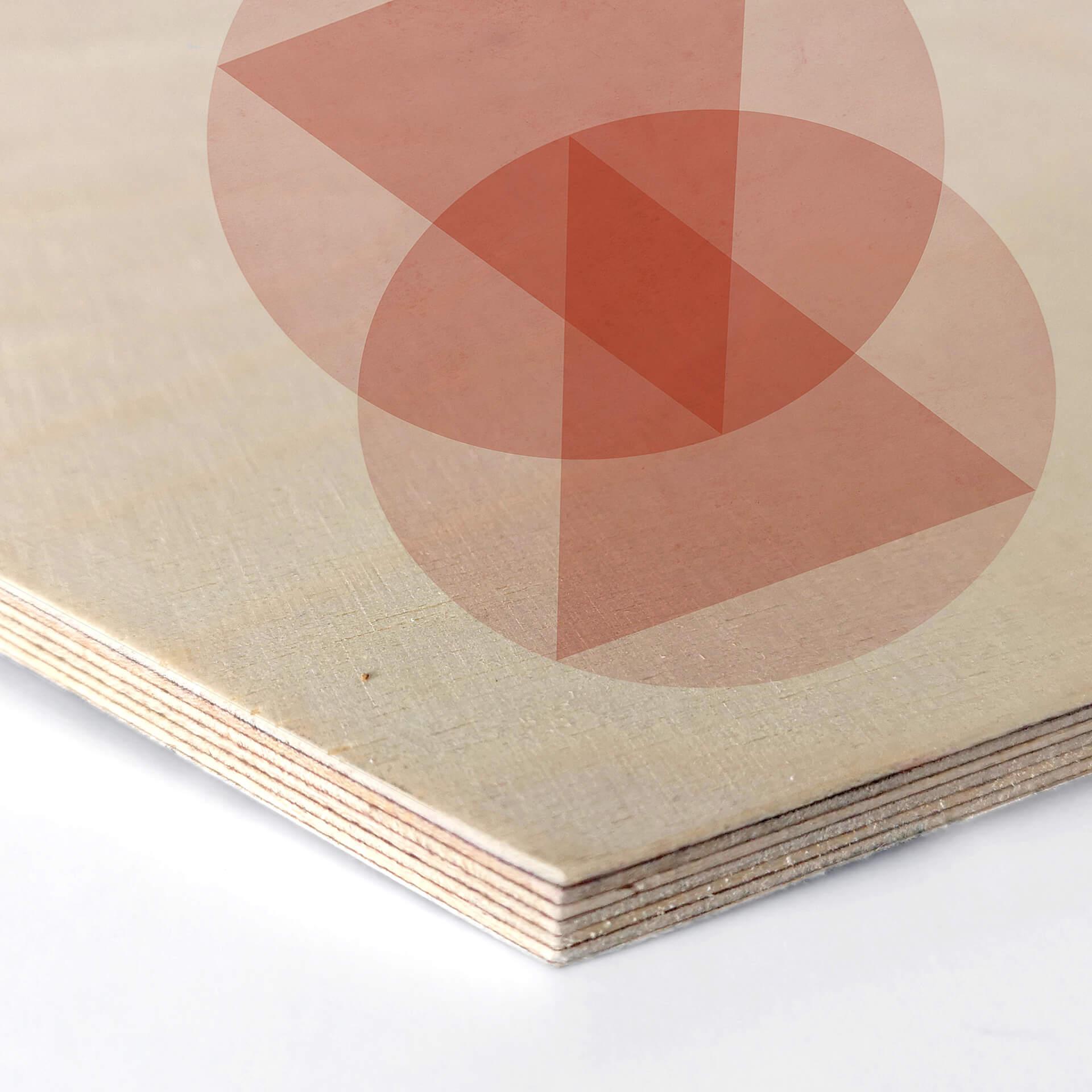 Hexagon - Holz Birke-Furnier Nouveauprints - Circles and triangles pink