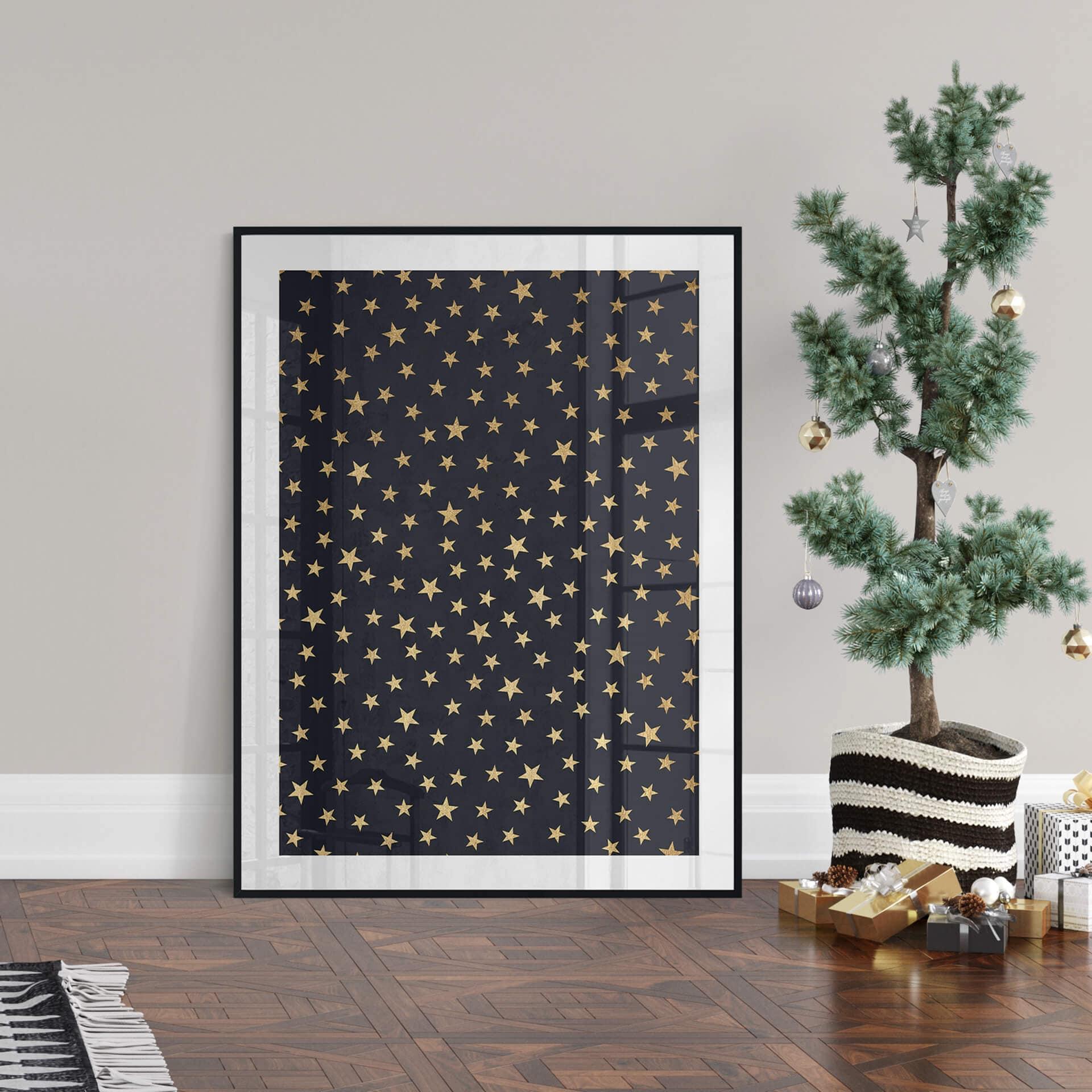 Poster Kubistika - Gouden Sterrenhemel