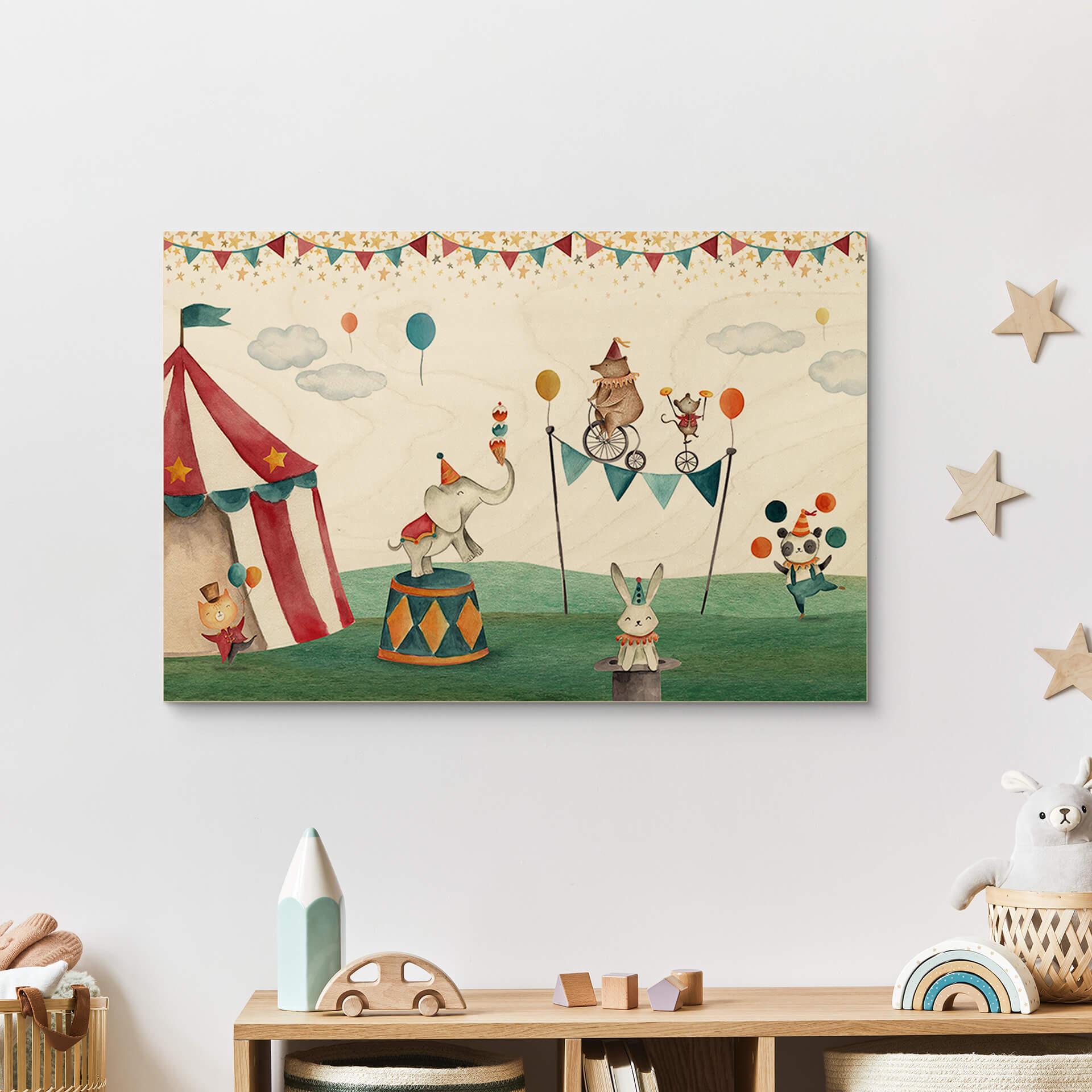 Plakat drewniany Oliver Robins - Szalony cyrk
