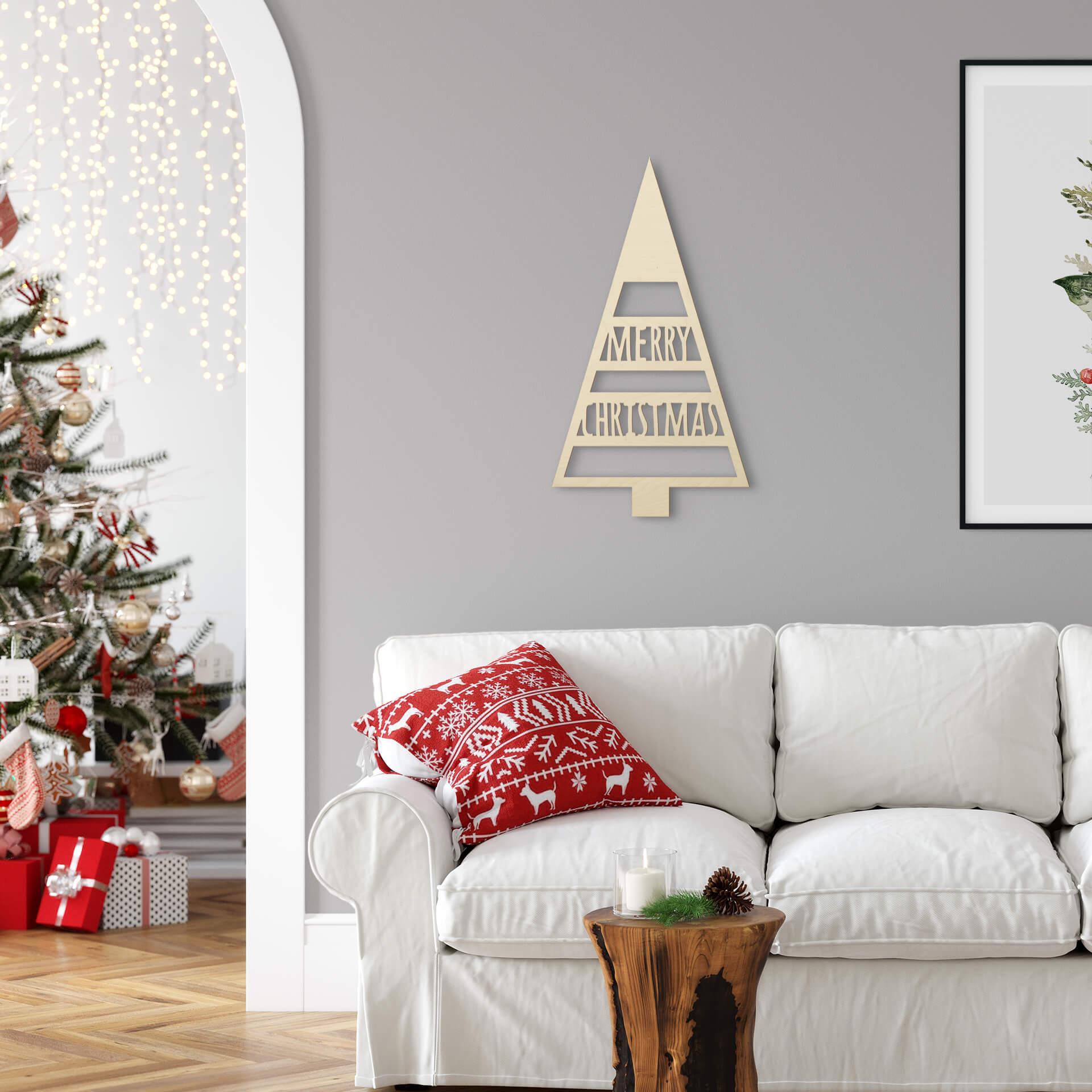 Décoration en bois placage peuplier Merry Christmas