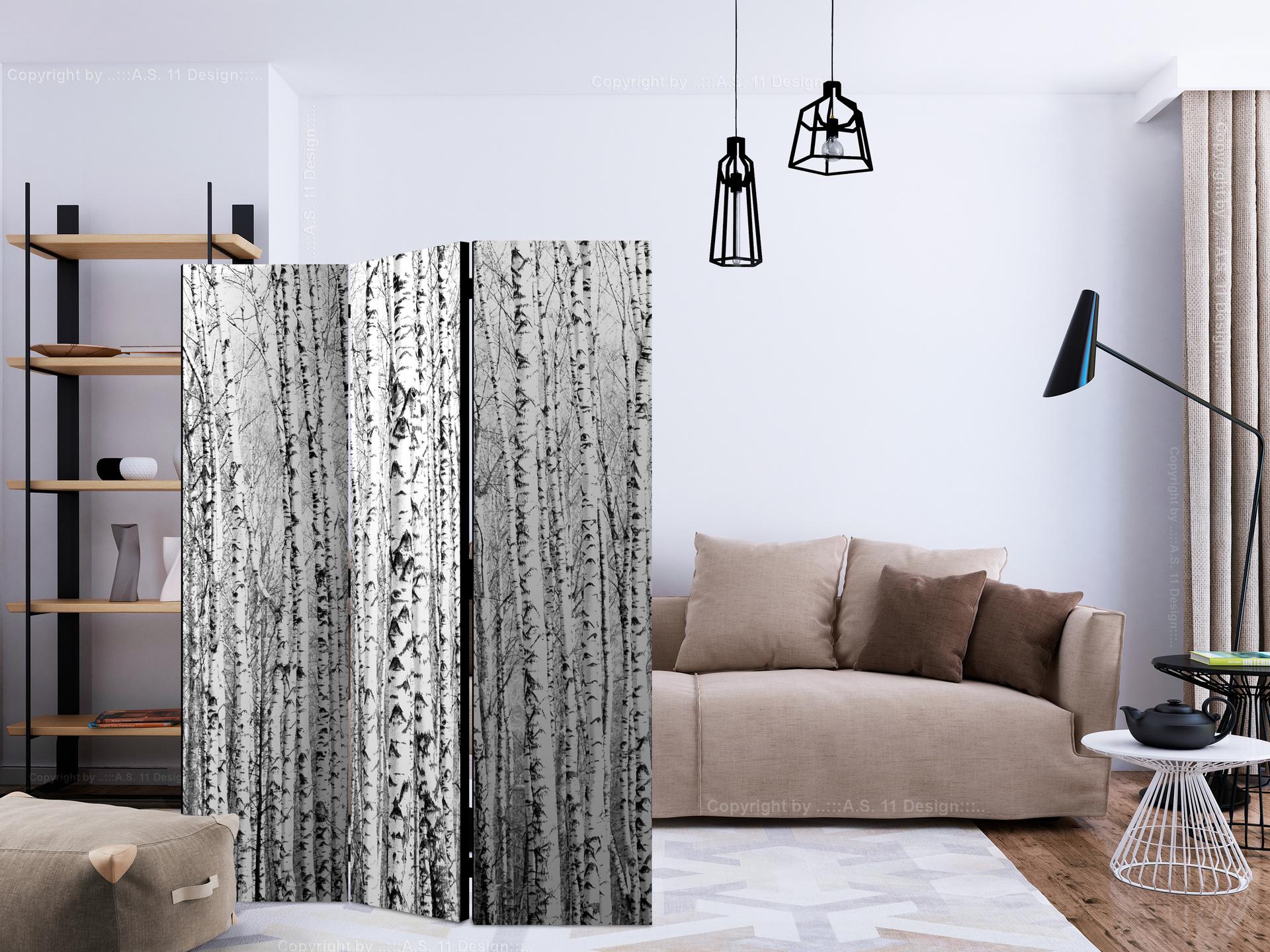 Schermo divisorio - Bosco di betulle, 3 pezzi - 135x172 cm