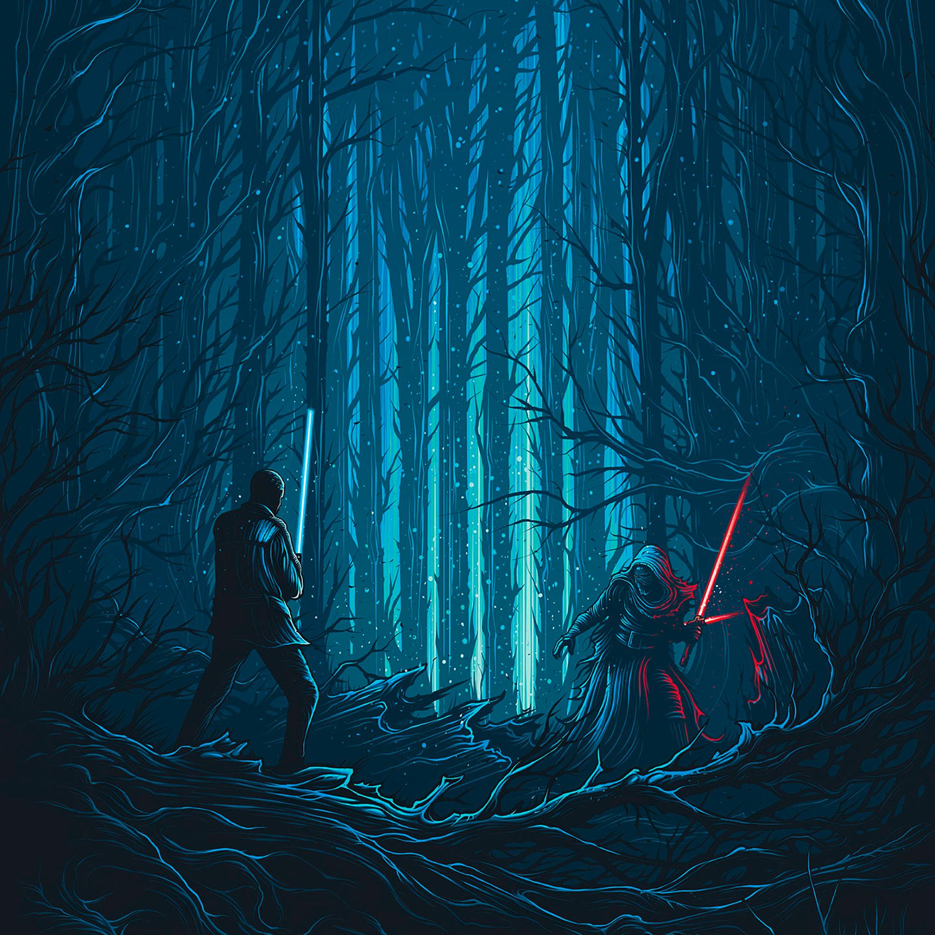 Vlies Fototapete - Star Wars Wood Fight - 200 x 280 cm