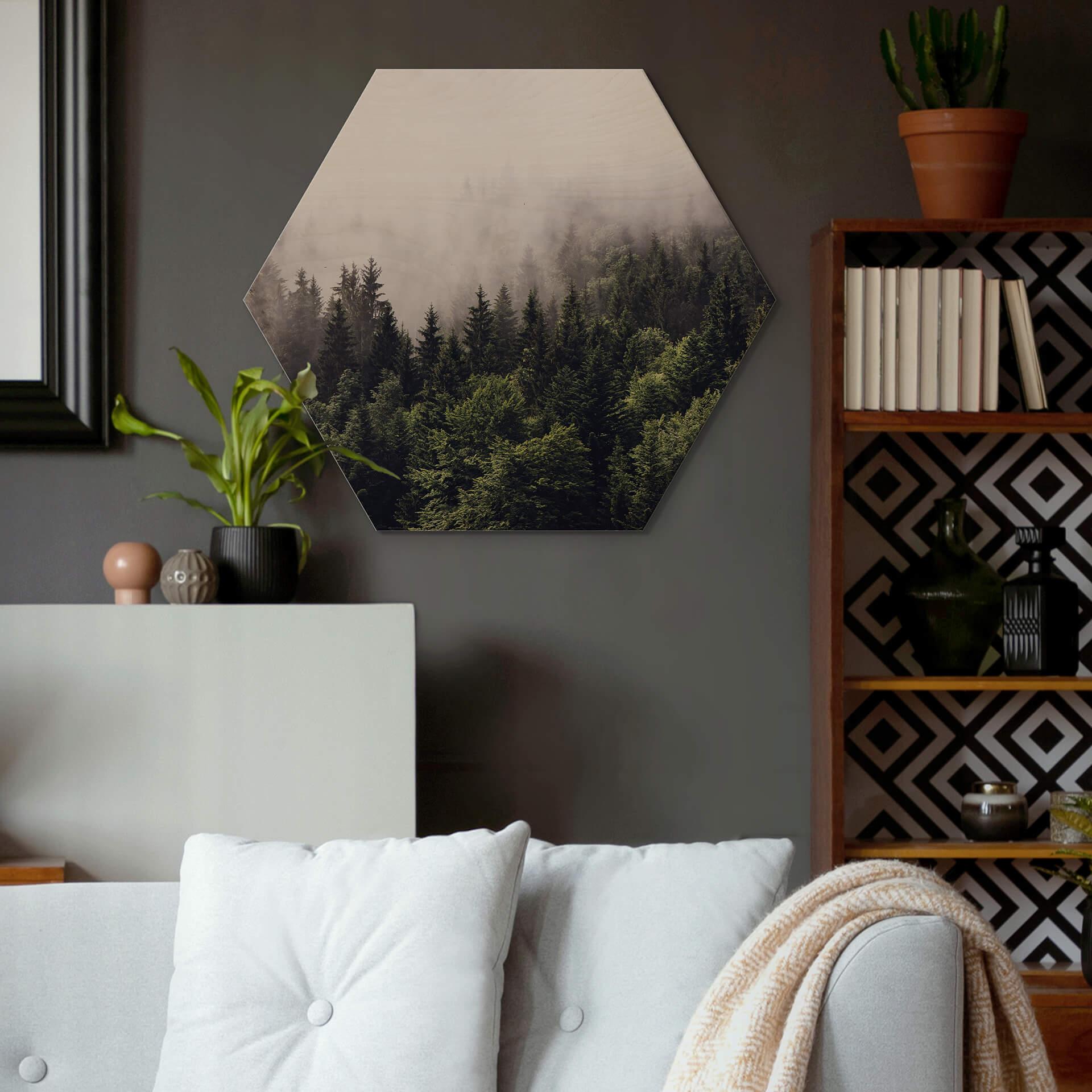 Hexagon Hout Mistig Bos