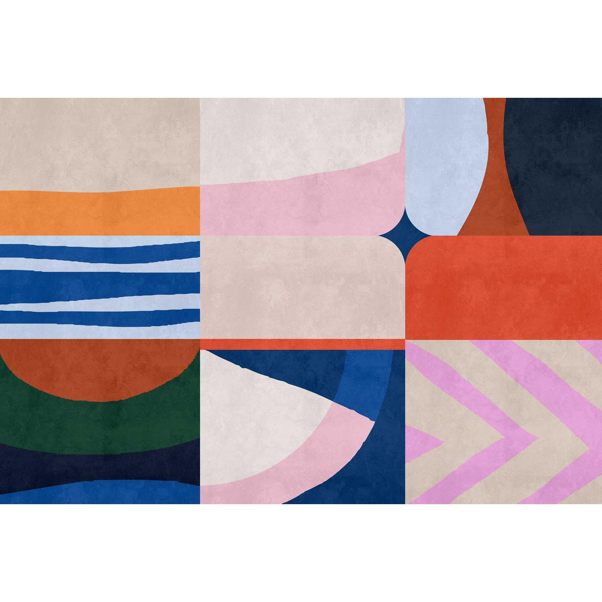 Modern kunstbehang - geometrisch patroon in aardetinten