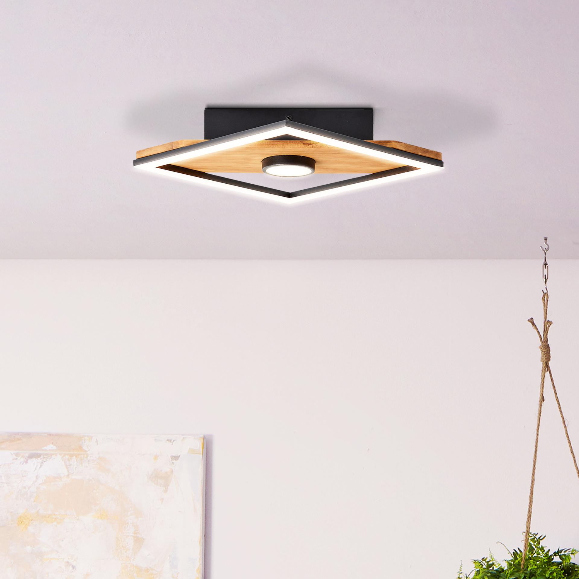 Deckenleuchte Vincent, braun, 6,2 x 25 cm, Holz Lampe
