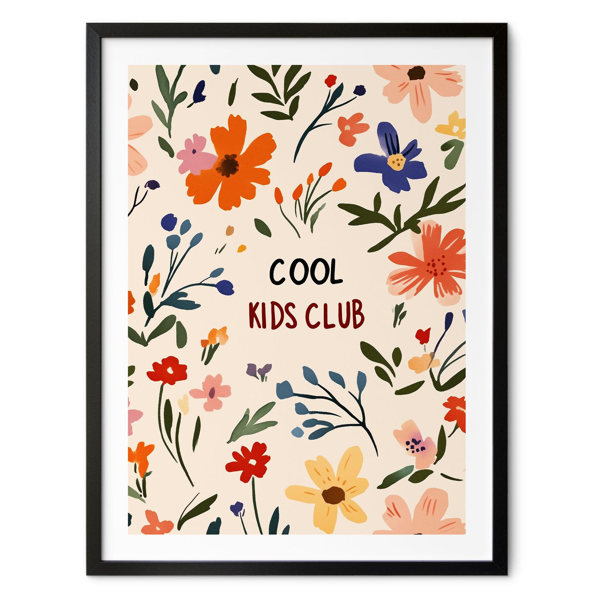 Børneplakat Cool Kids Club Farverige blomster - Treechild