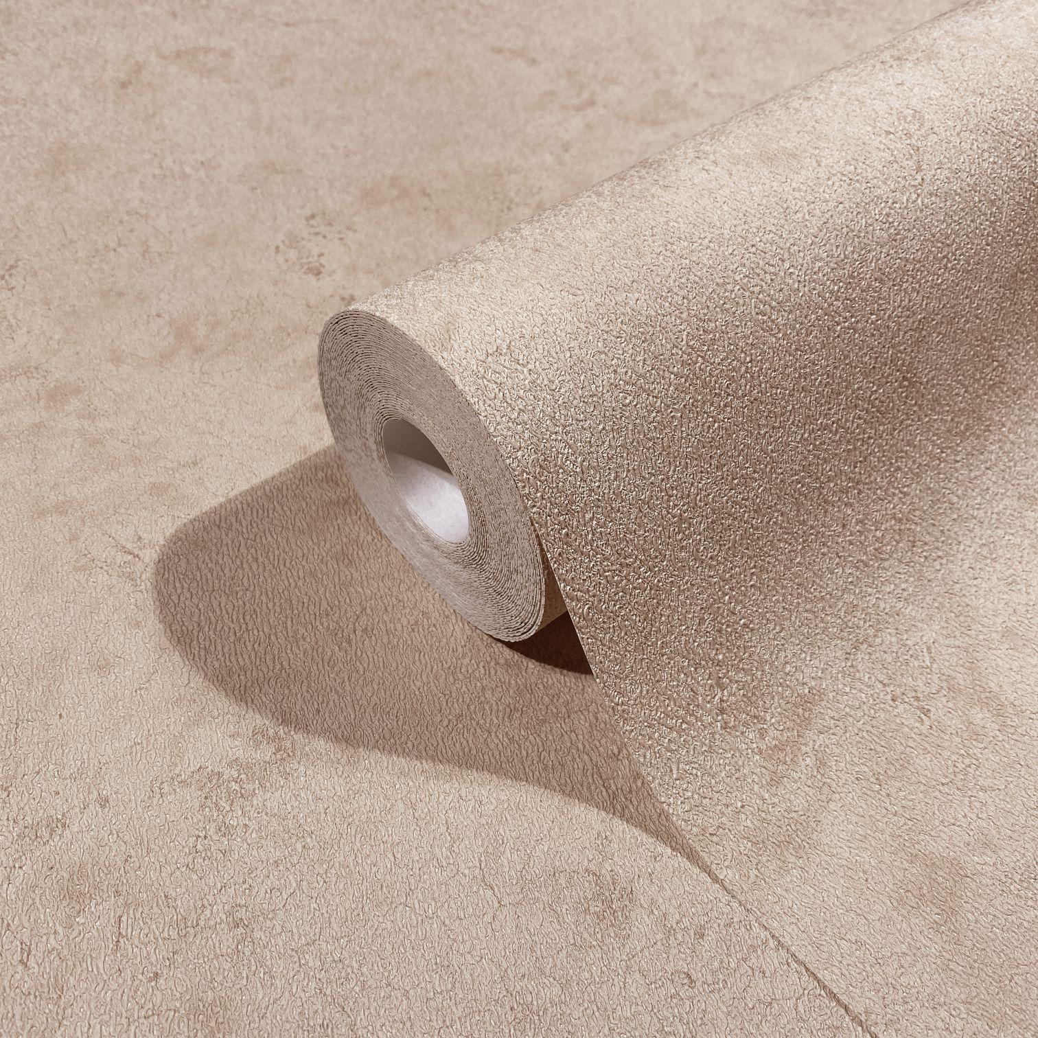 Vliesbehang in een moderne gipslook met beige, rode textuur