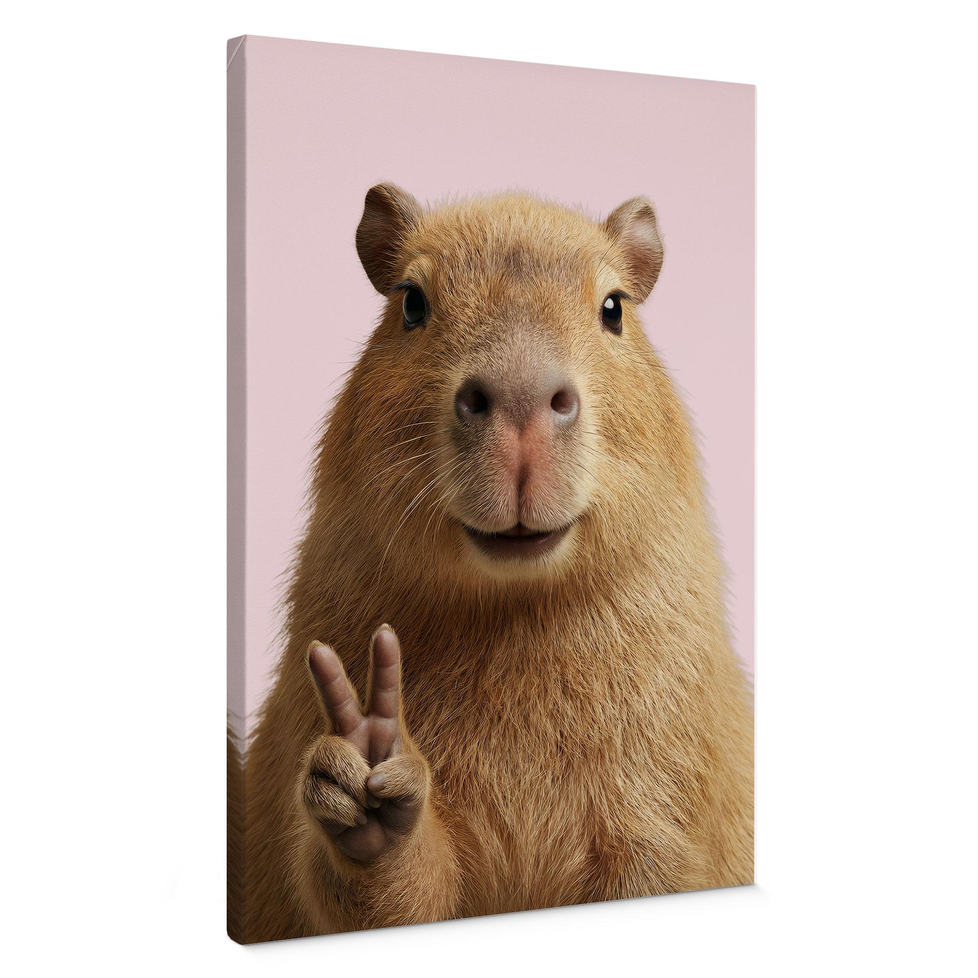 Canvasbillede Peace Capybara