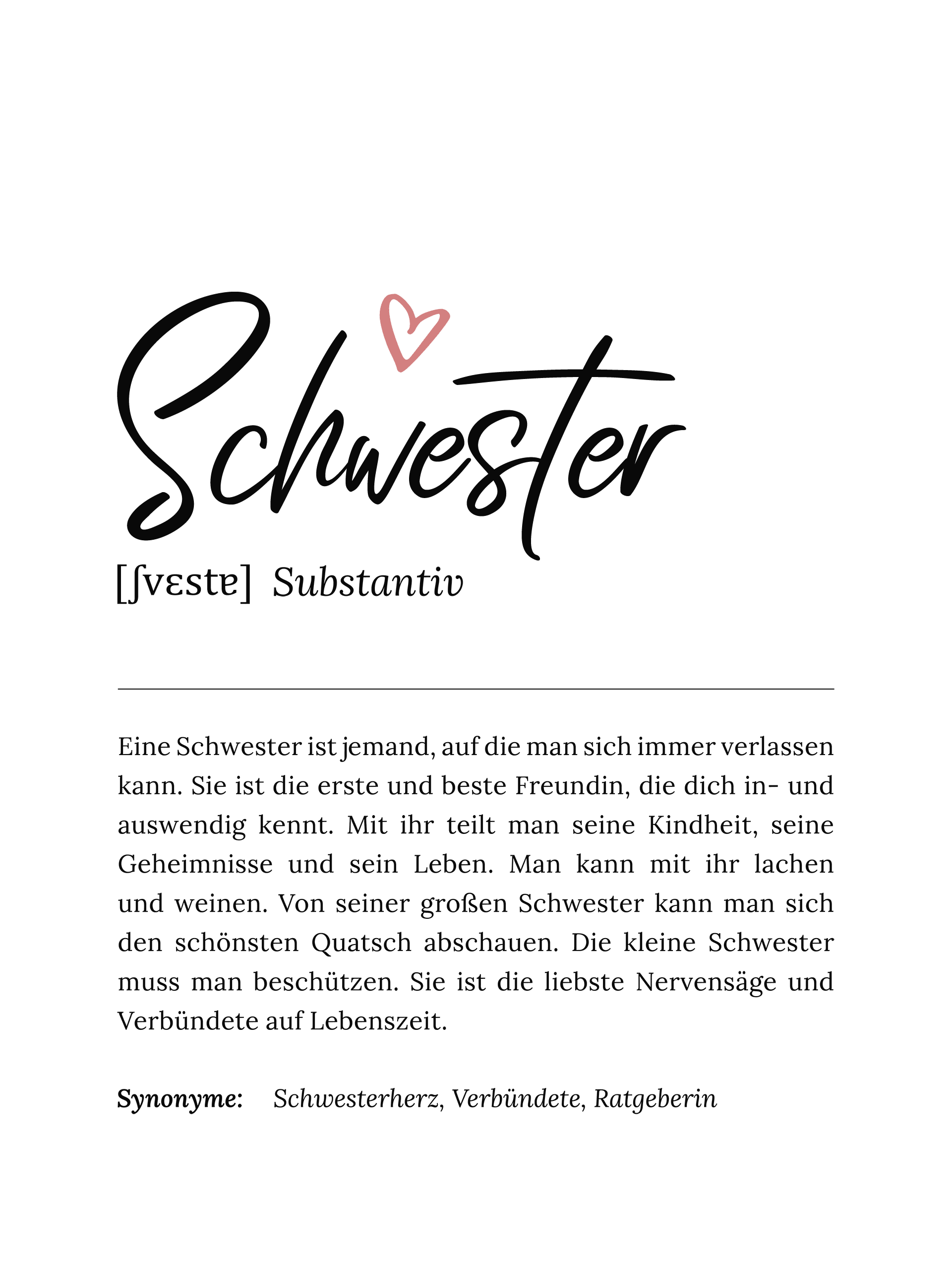 Personalisiertes Poster Definition - Schwester