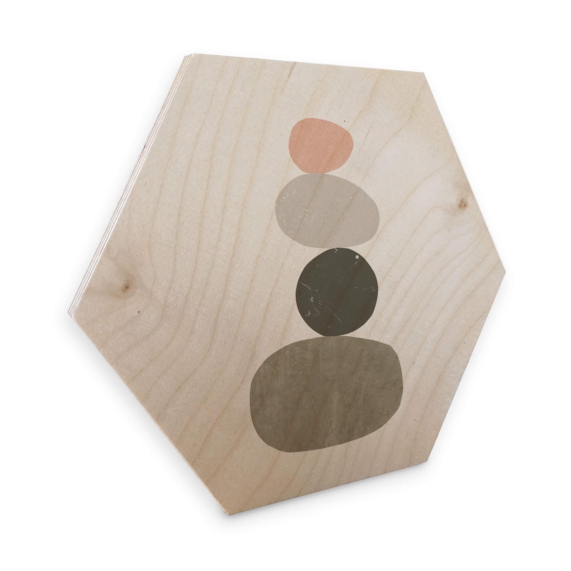 Hexagon - Træ Nouveauprints - Sten 1