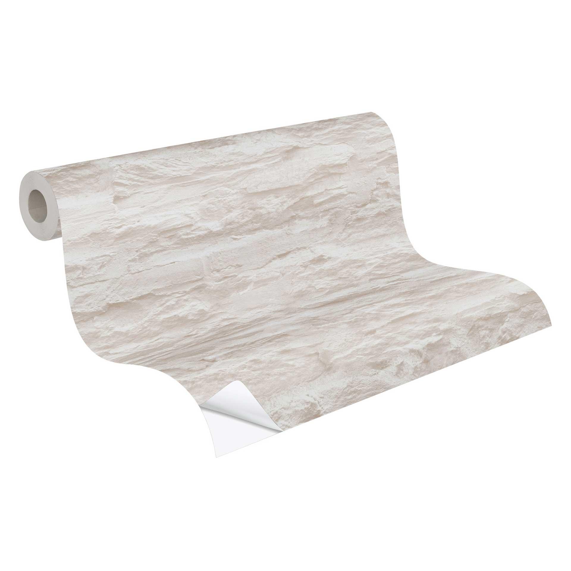 Zelfklevend behang & meubel vinyl - stenen muur - beige - rol 840x53 cm