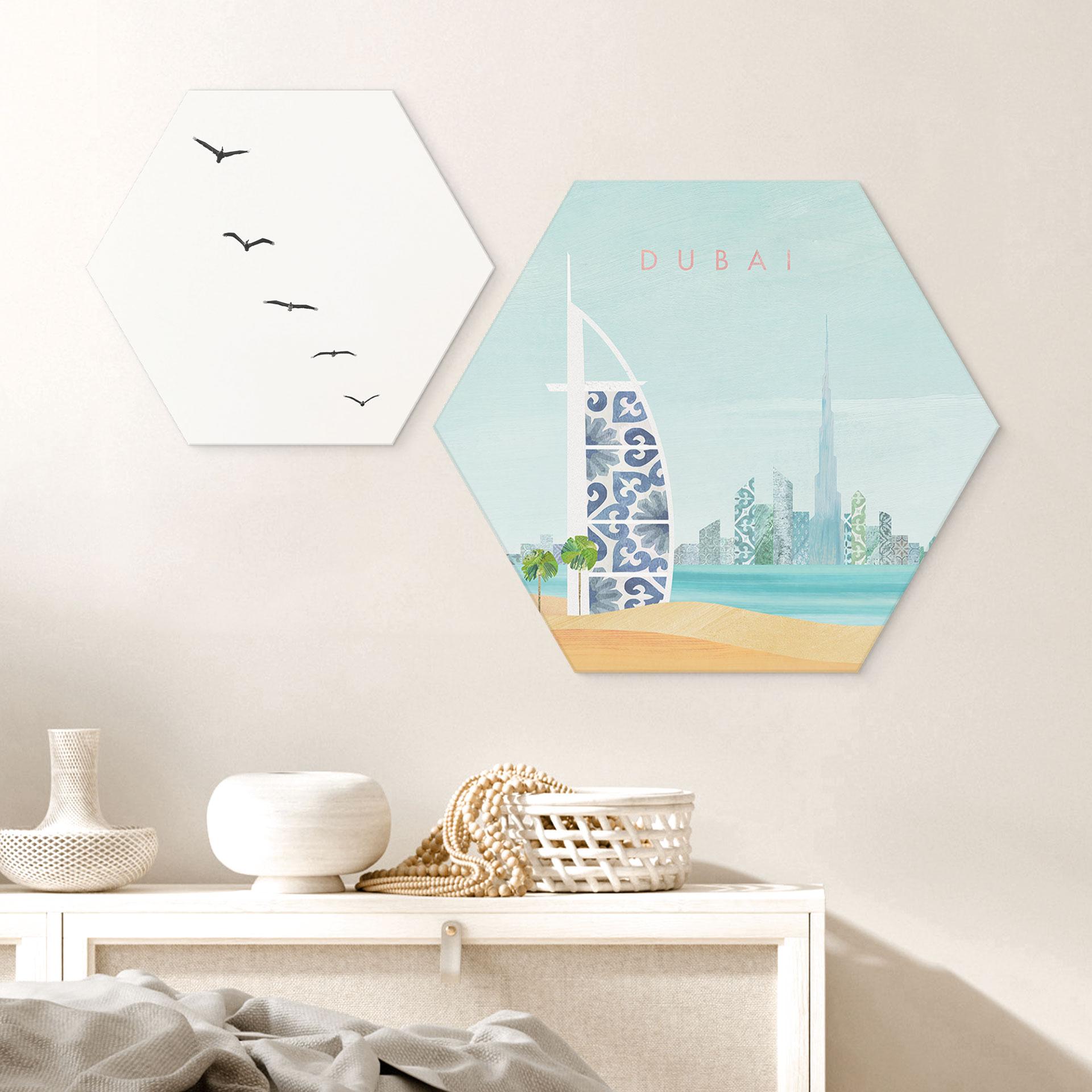 Sekskantet Billede Dubai Beach - Burj Al Arab - Rivers - Alu-Dibond